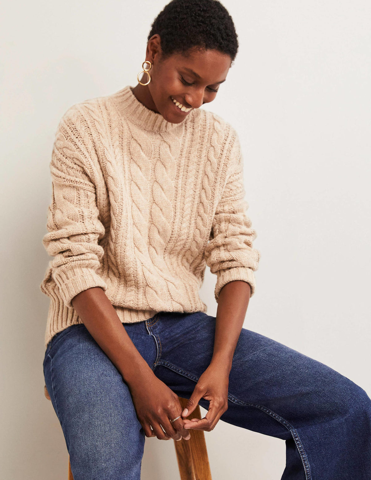 Cable Knit Sweater-Chinchilla Melange-1