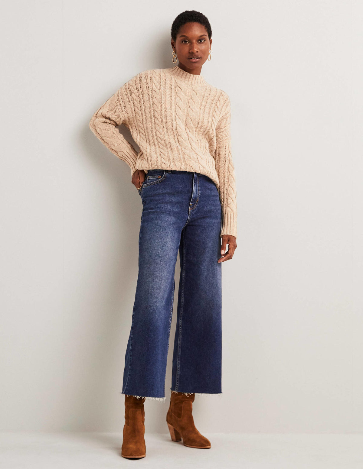 Cable Knit Sweater-Chinchilla Melange - Image 4