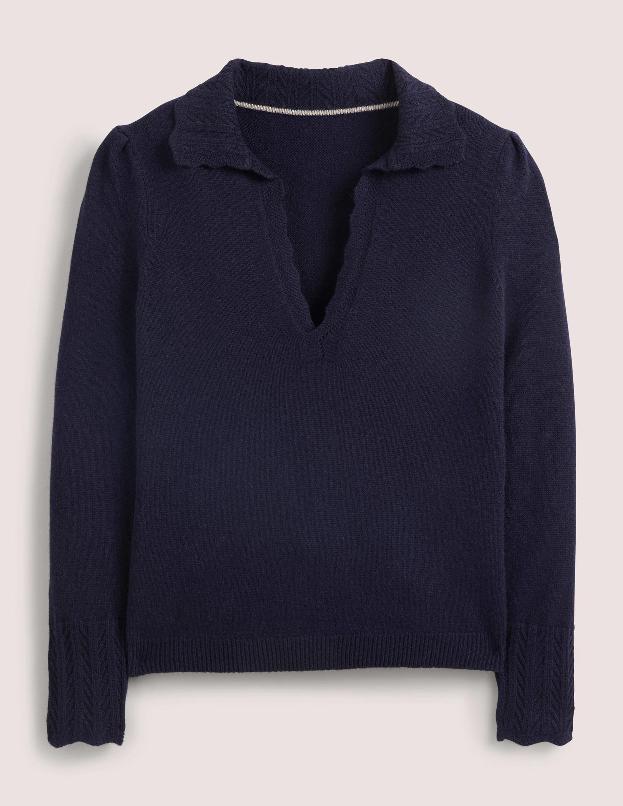 Cashmere Detail Collar Jumper-Navy - Image 5