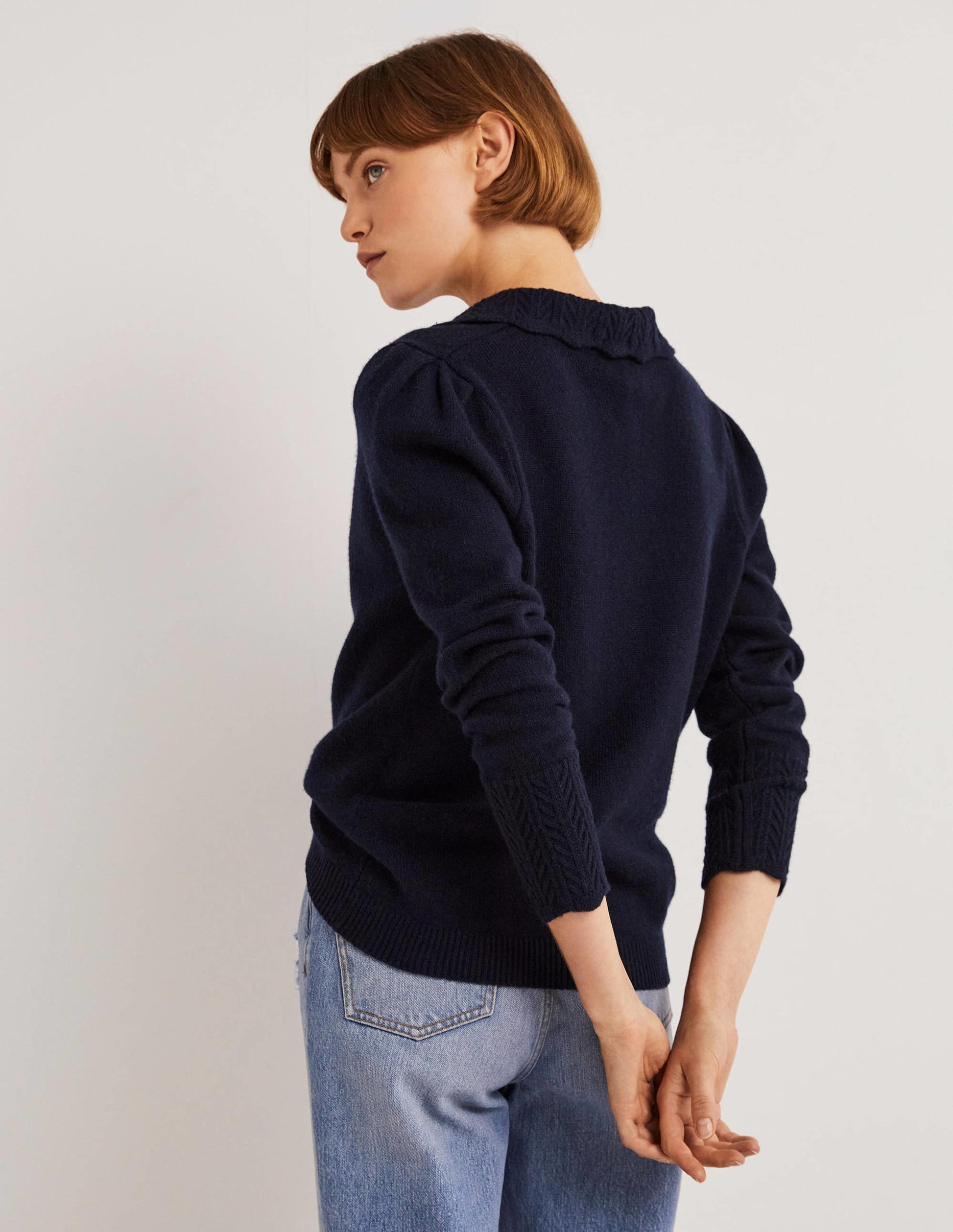 Cashmere Detail Collar Jumper-Navy-3