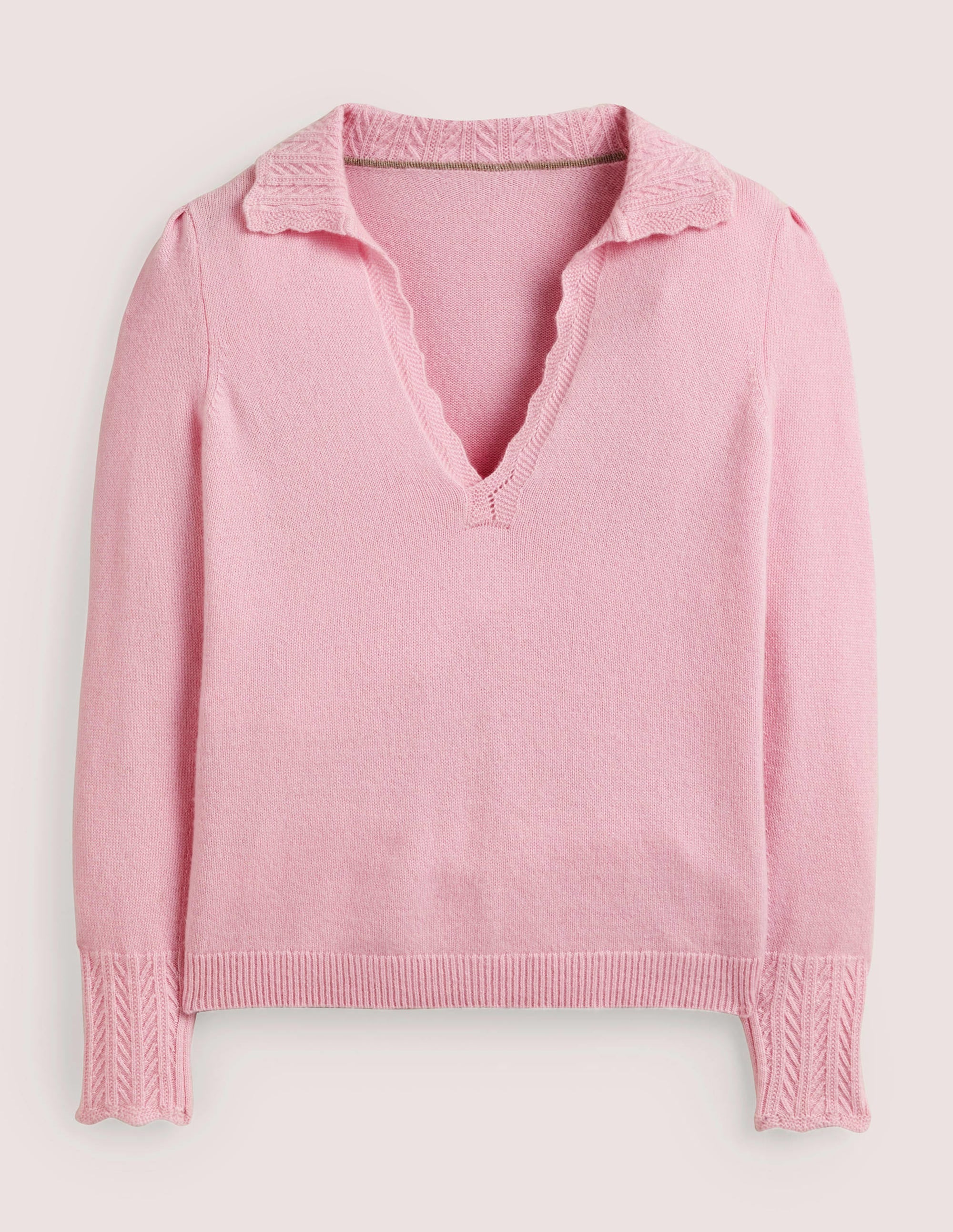 Cashmere Detail Collar Jumper-Cameo Pink - Image 6