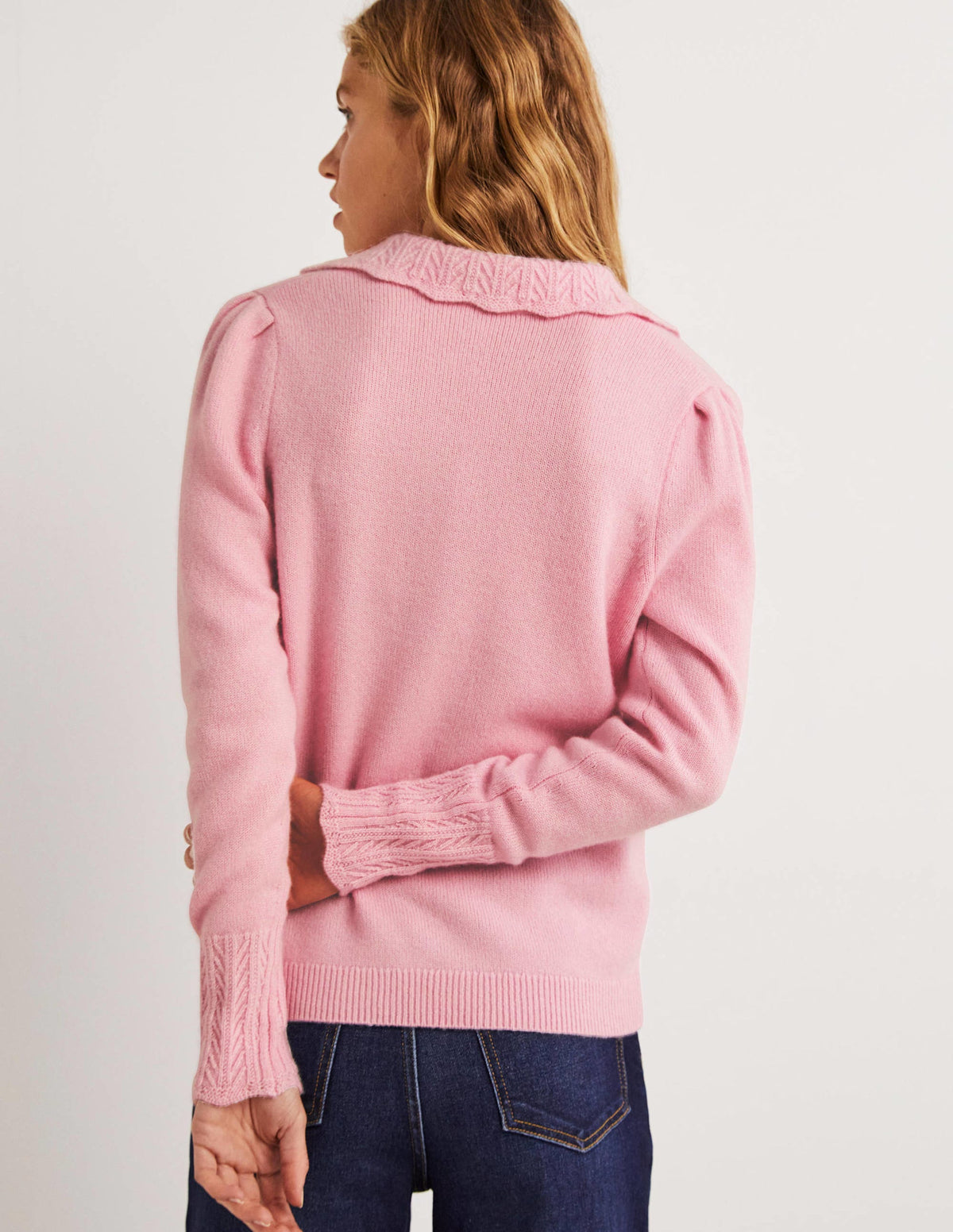 Cashmere Detail Collar Jumper-Cameo Pink - Image 3
