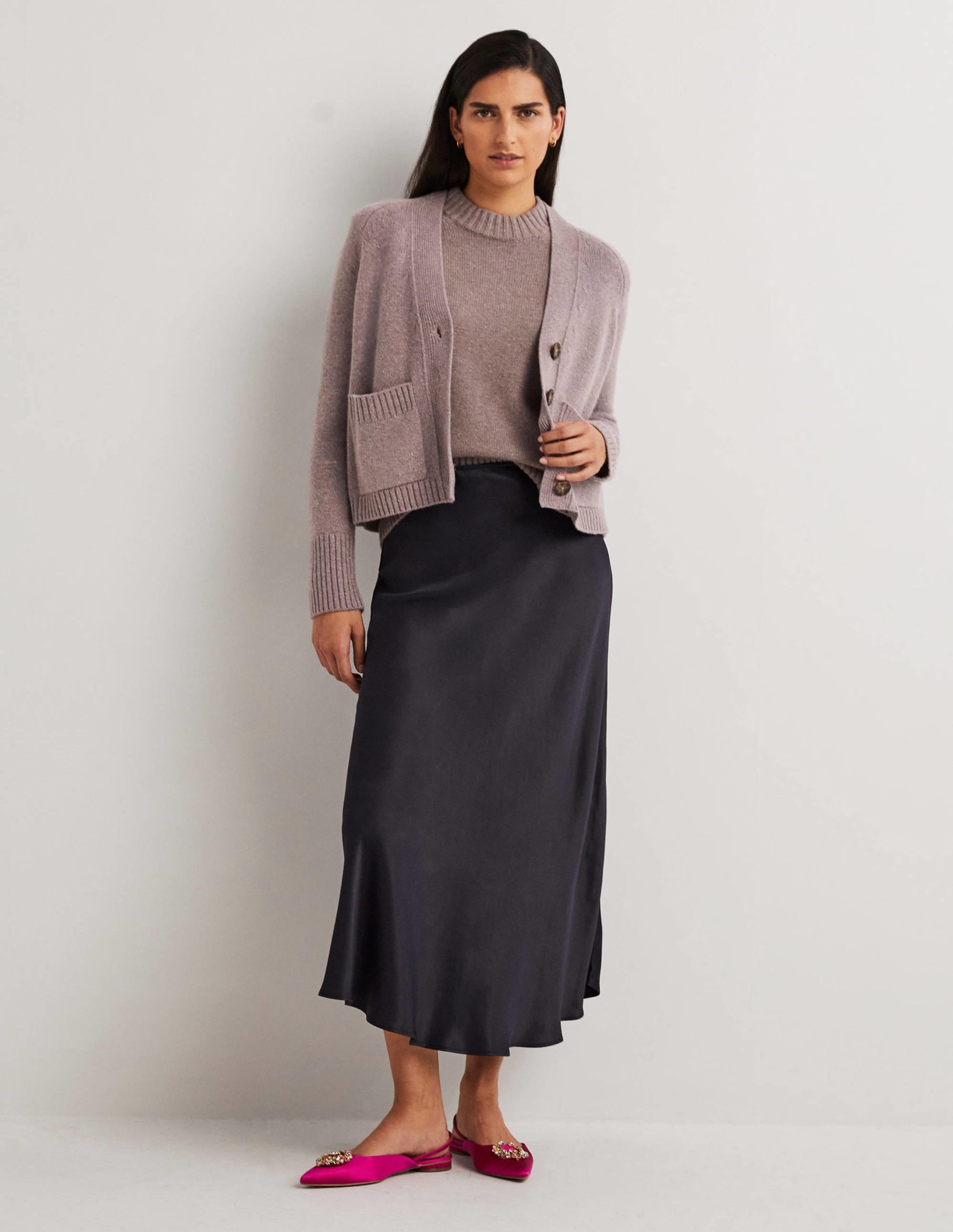 Cashmere Rib Cardigan-Grey, Multi Nep - Image 5