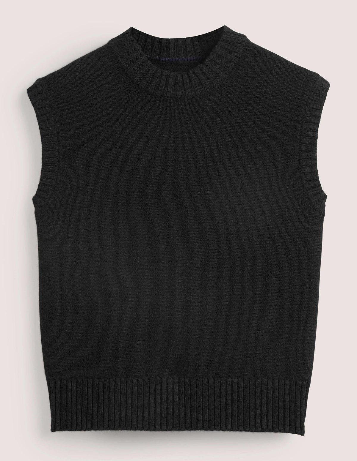 Chunky Cashmere Crew Neck Vest-Black-6