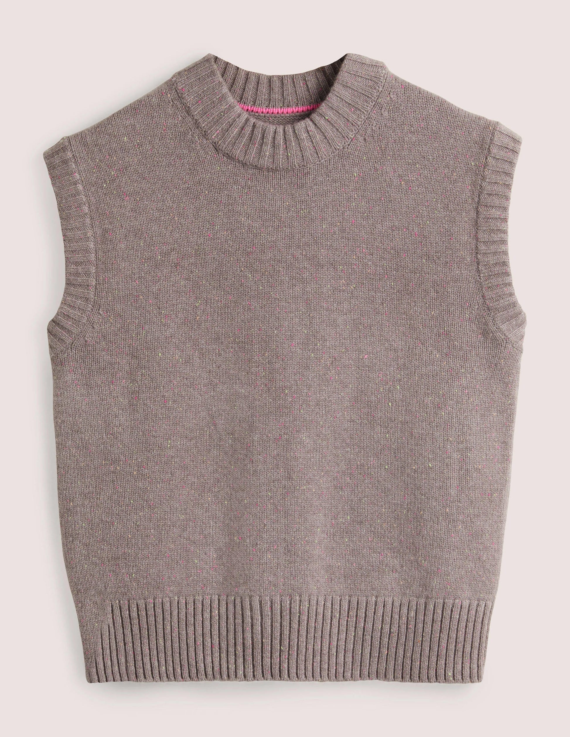 Chunky Cashmere Crew Neck Vest-Grey, Multi Nep-6