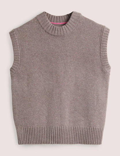 Chunky Cashmere Crew Neck Vest-Grey, Multi Nep-6
