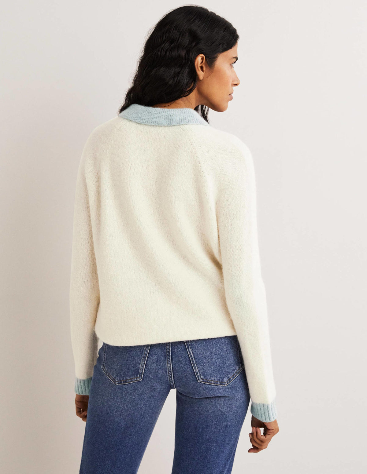 Fluffy Henley Sweater-Ivory, Surf - Image 3