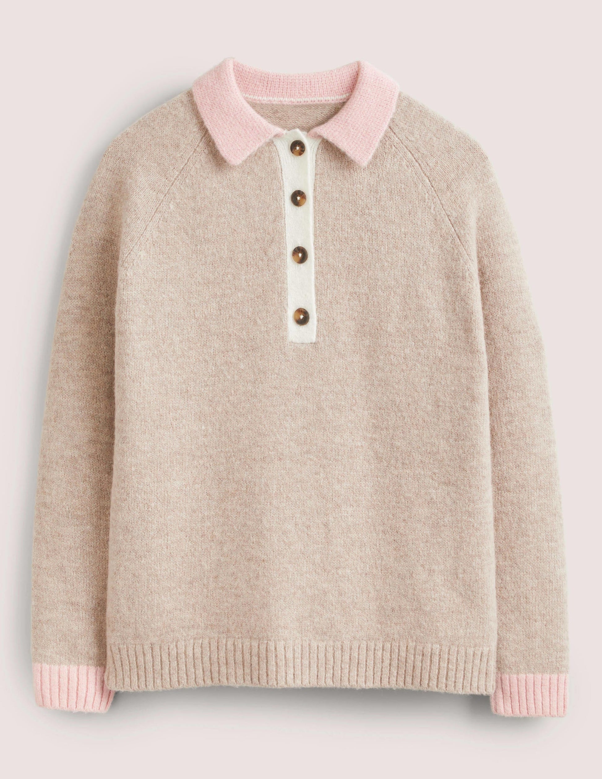 Fluffy Henley Sweater-Mink Melange, Pink Frosting-7