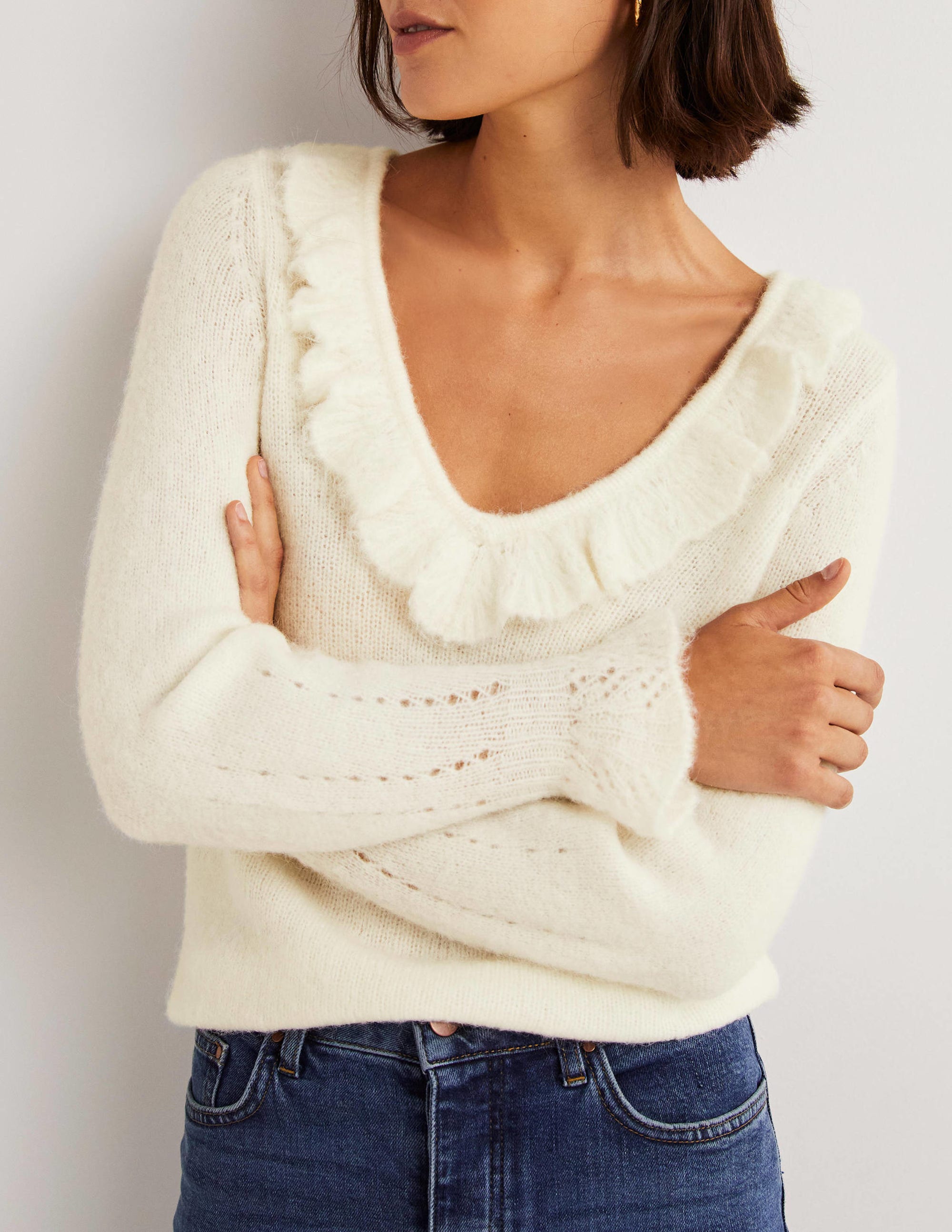 Fluffy Frill Sweater-Ivory - Image 5