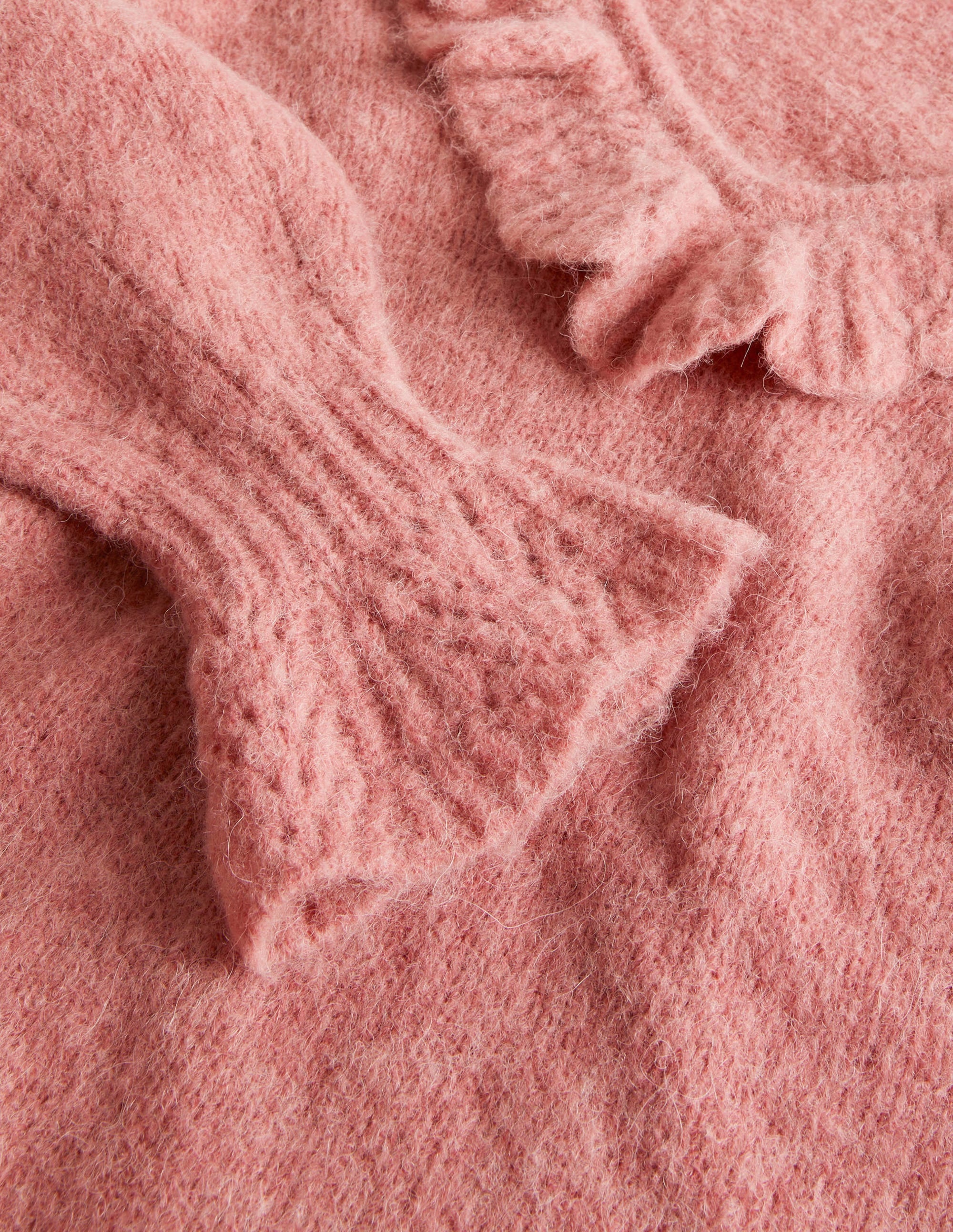 Fluffy Frill Sweater-Dusty Red Melange - Image 5