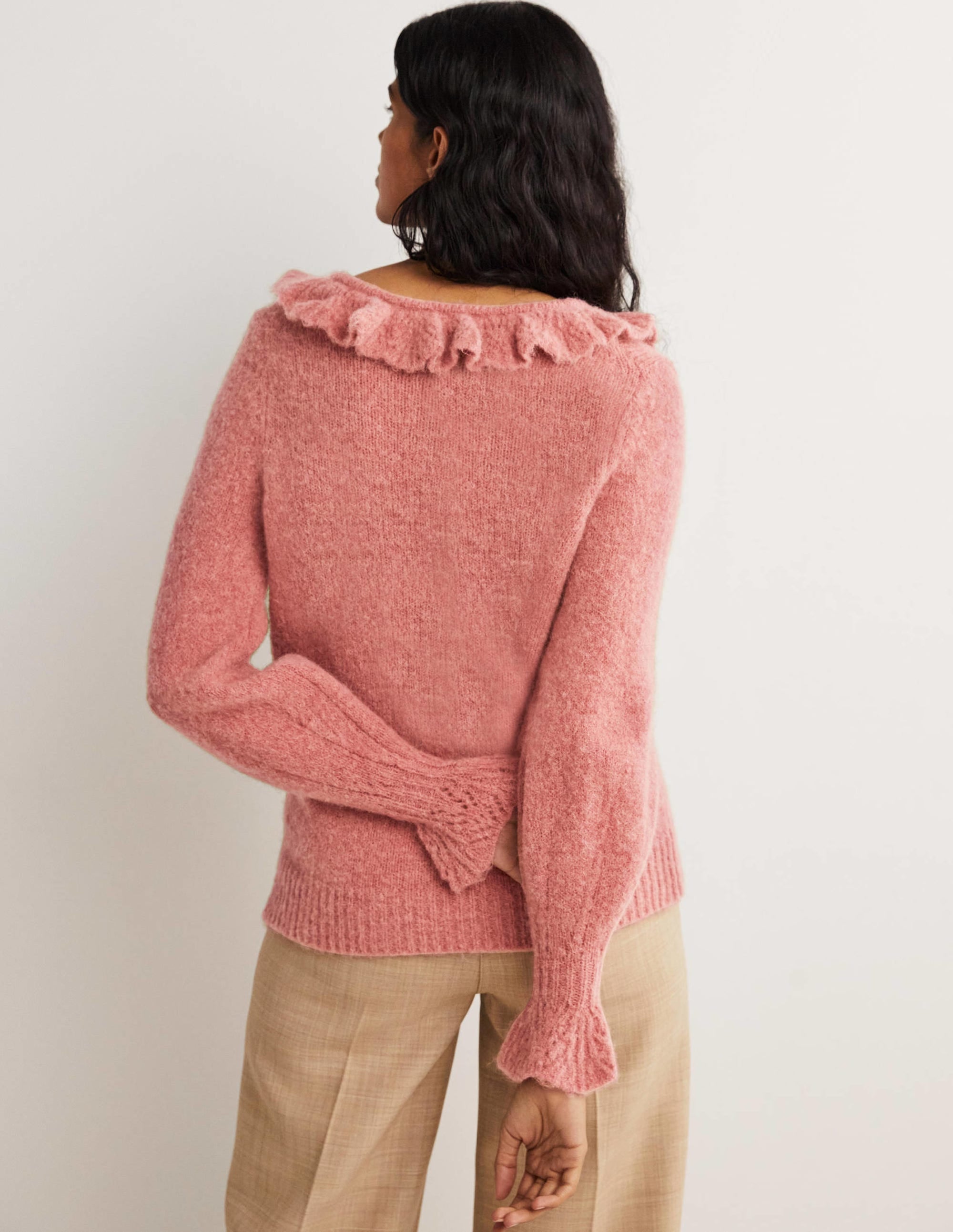 Fluffy Frill Sweater-Dusty Red Melange - Image 3