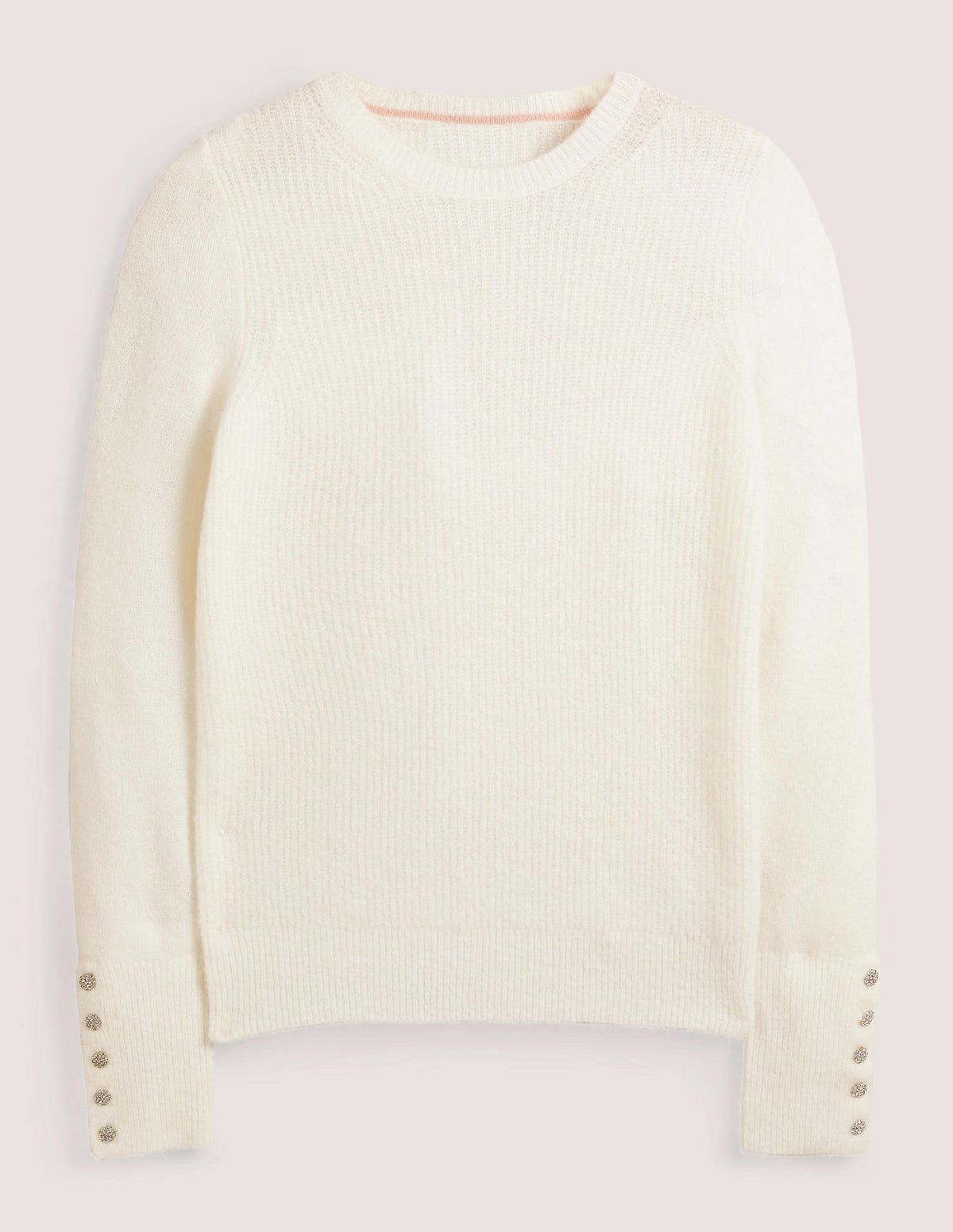 Jewel Button Fluffy Sweater-Ivory - Image 6