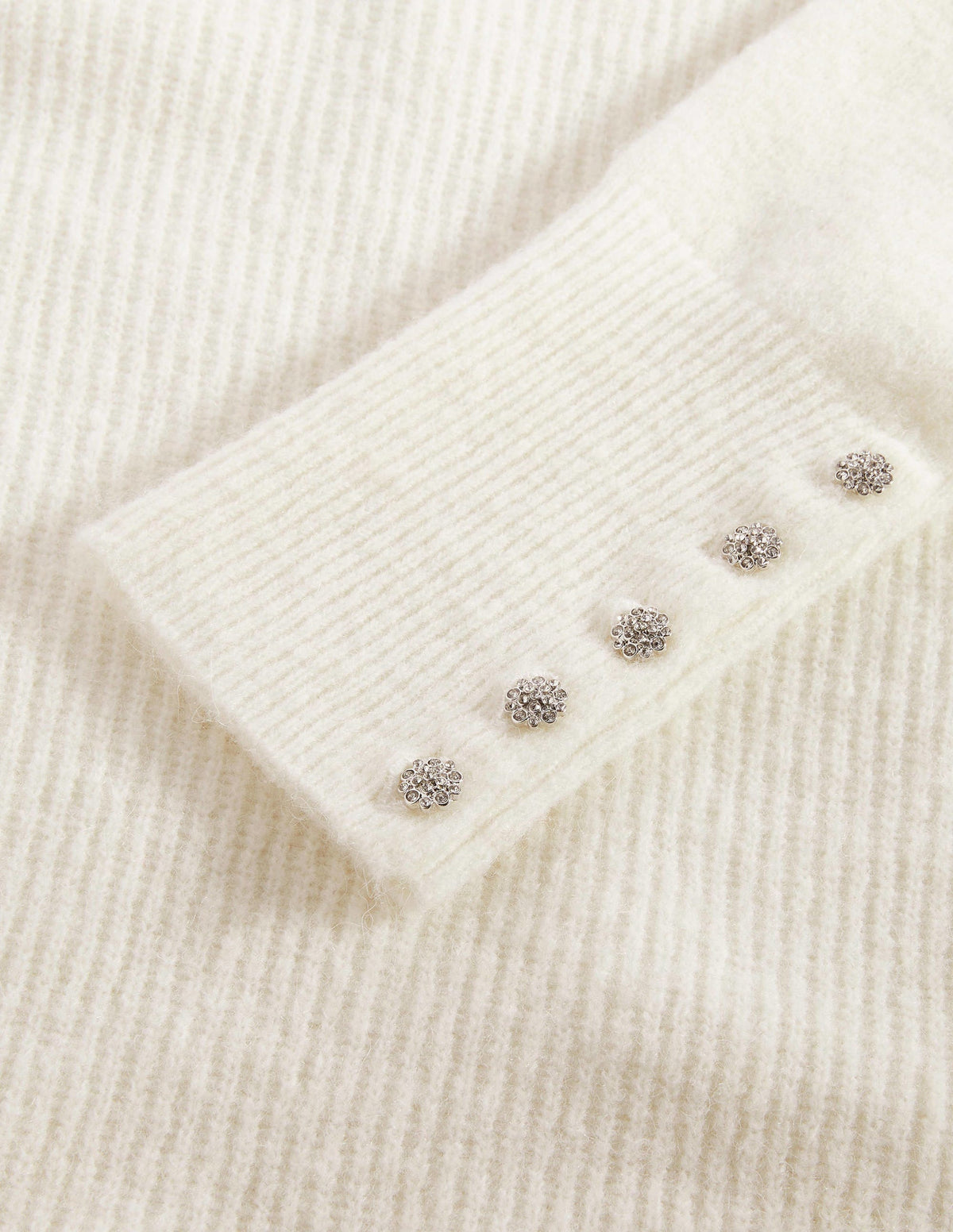 Jewel Button Fluffy Sweater-Ivory-7