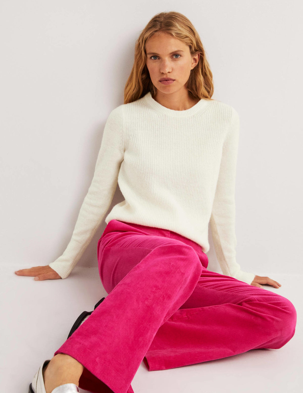Jewel Button Fluffy Sweater-Ivory-1