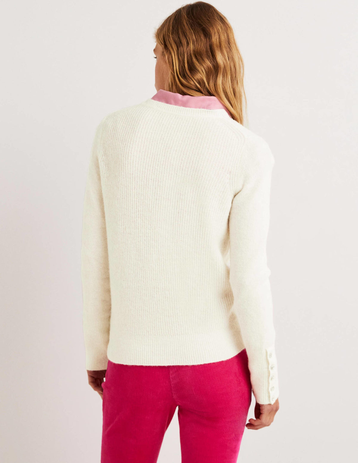 Jewel Button Fluffy Sweater-Ivory - Image 4