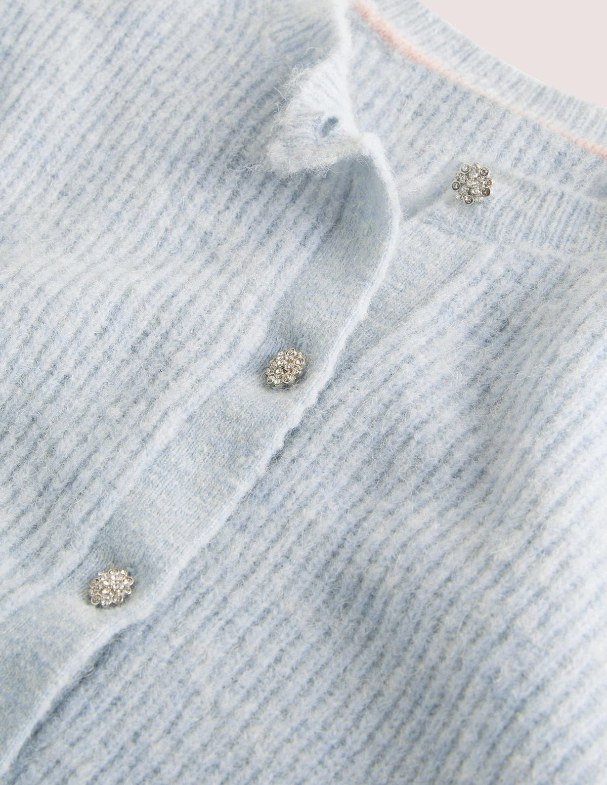 Jewel Button Fluffy Cardigan-Surf Blue-6