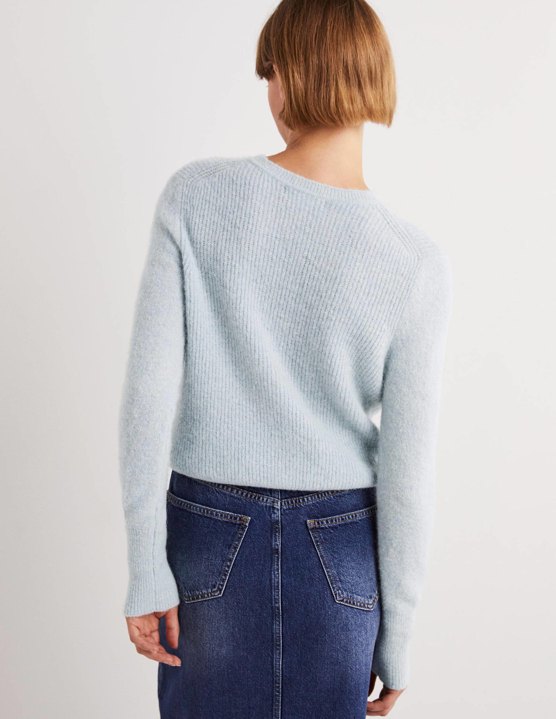 Jewel Button Fluffy Cardigan-Surf Blue-4