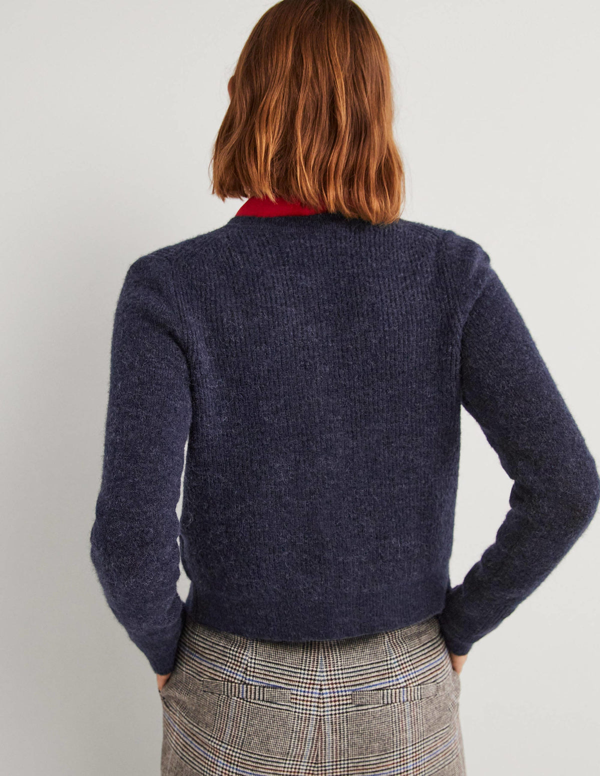 Navy Jewel Button Fluffy Cardigan-Navy-3