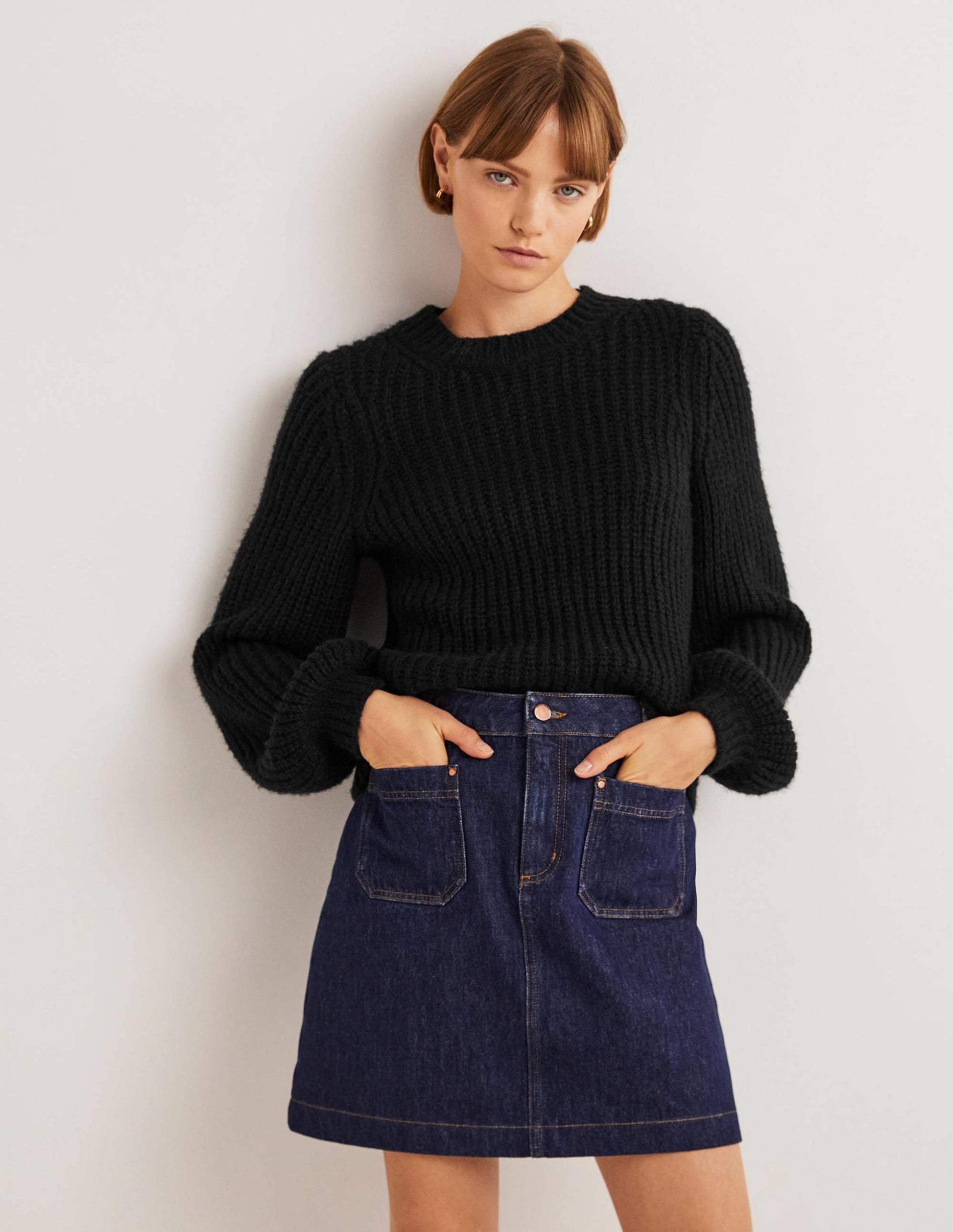 Chunky Ribbed Sweater-Black-1