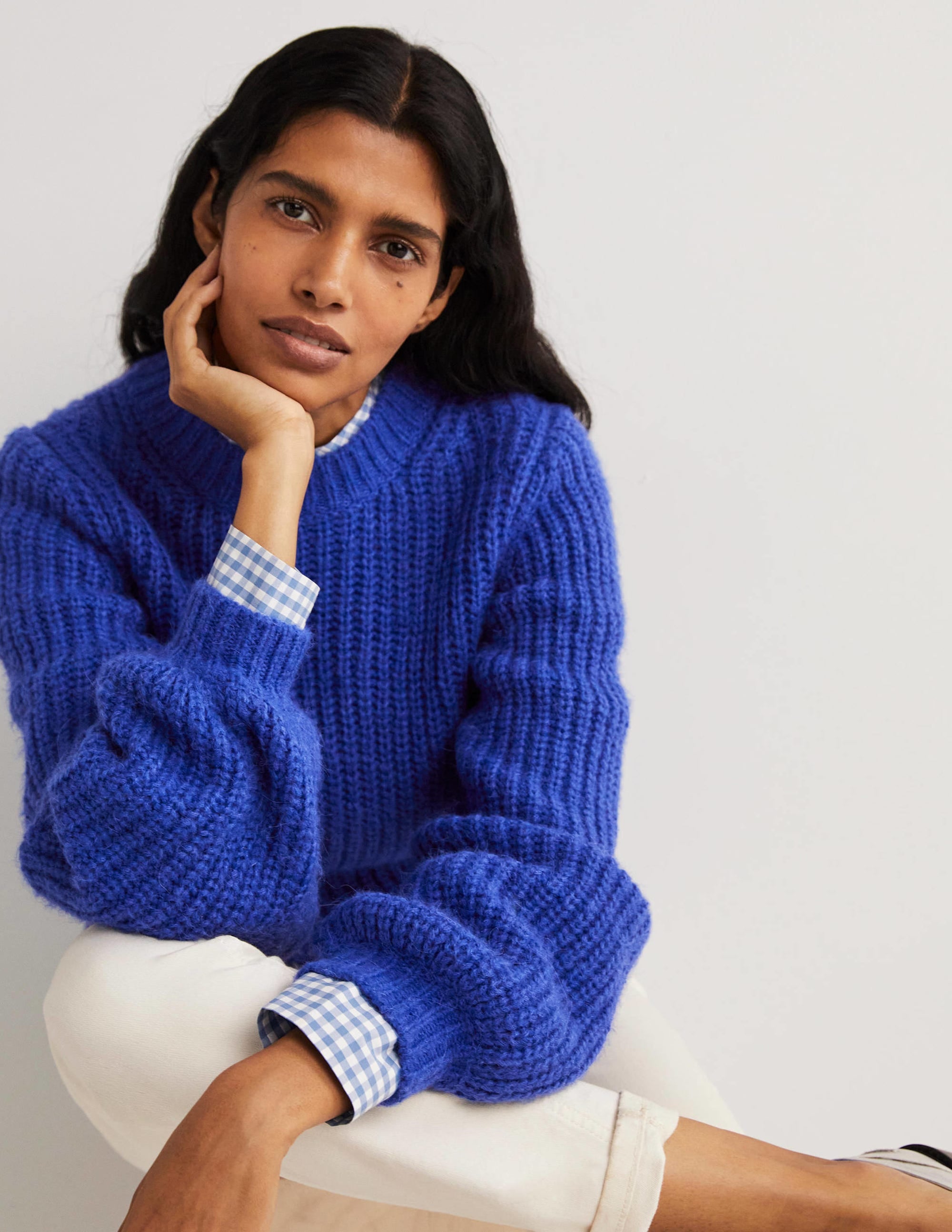 Chunky Ribbed Sweater-Cobalt Blue - Image 1