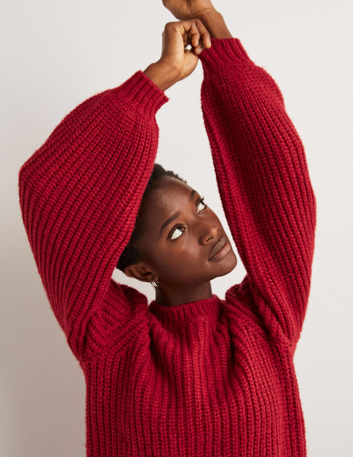 Chunky Ribbed Sweater-Ruby Red - Image 2