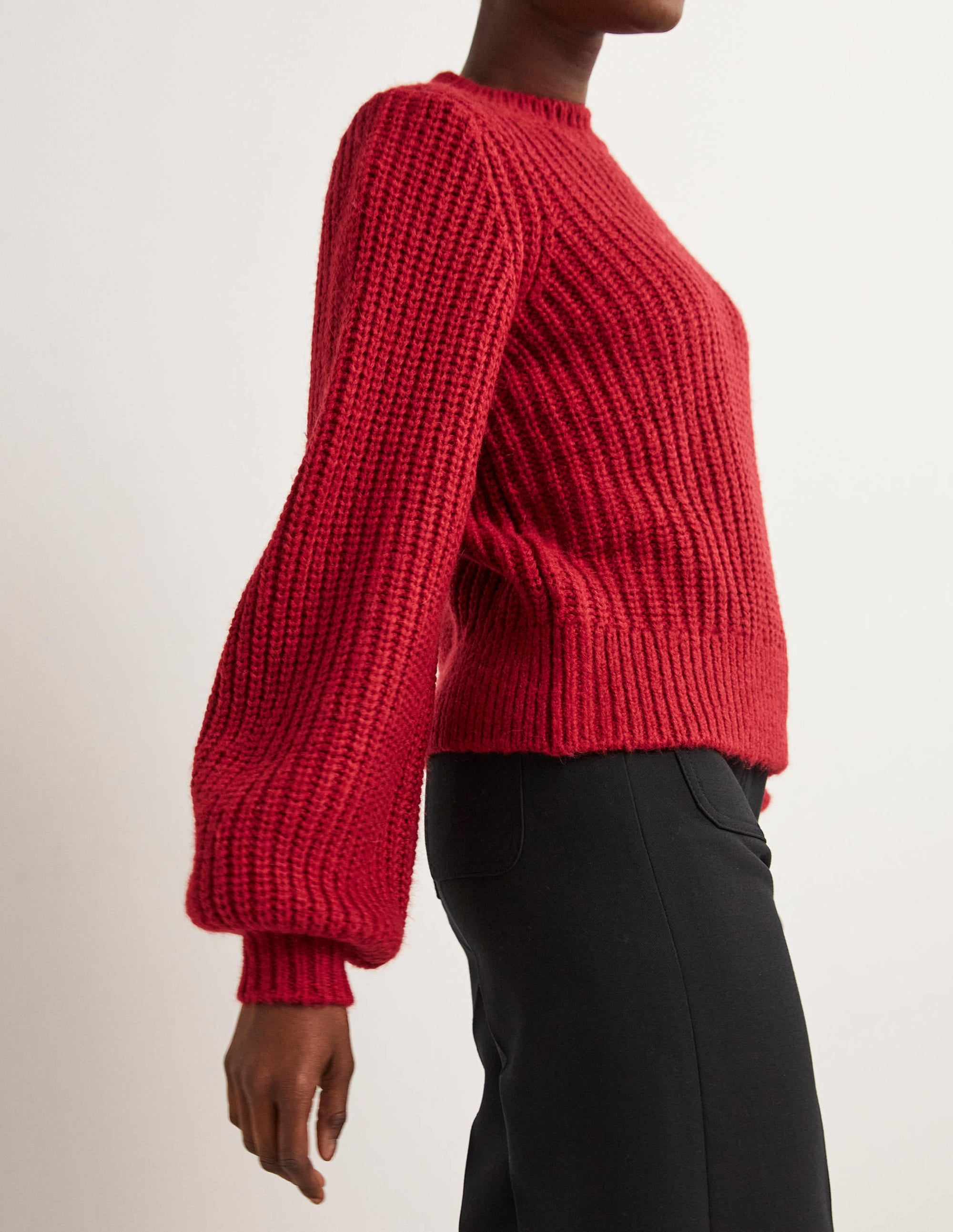 Chunky Ribbed Sweater-Ruby Red - Image 4