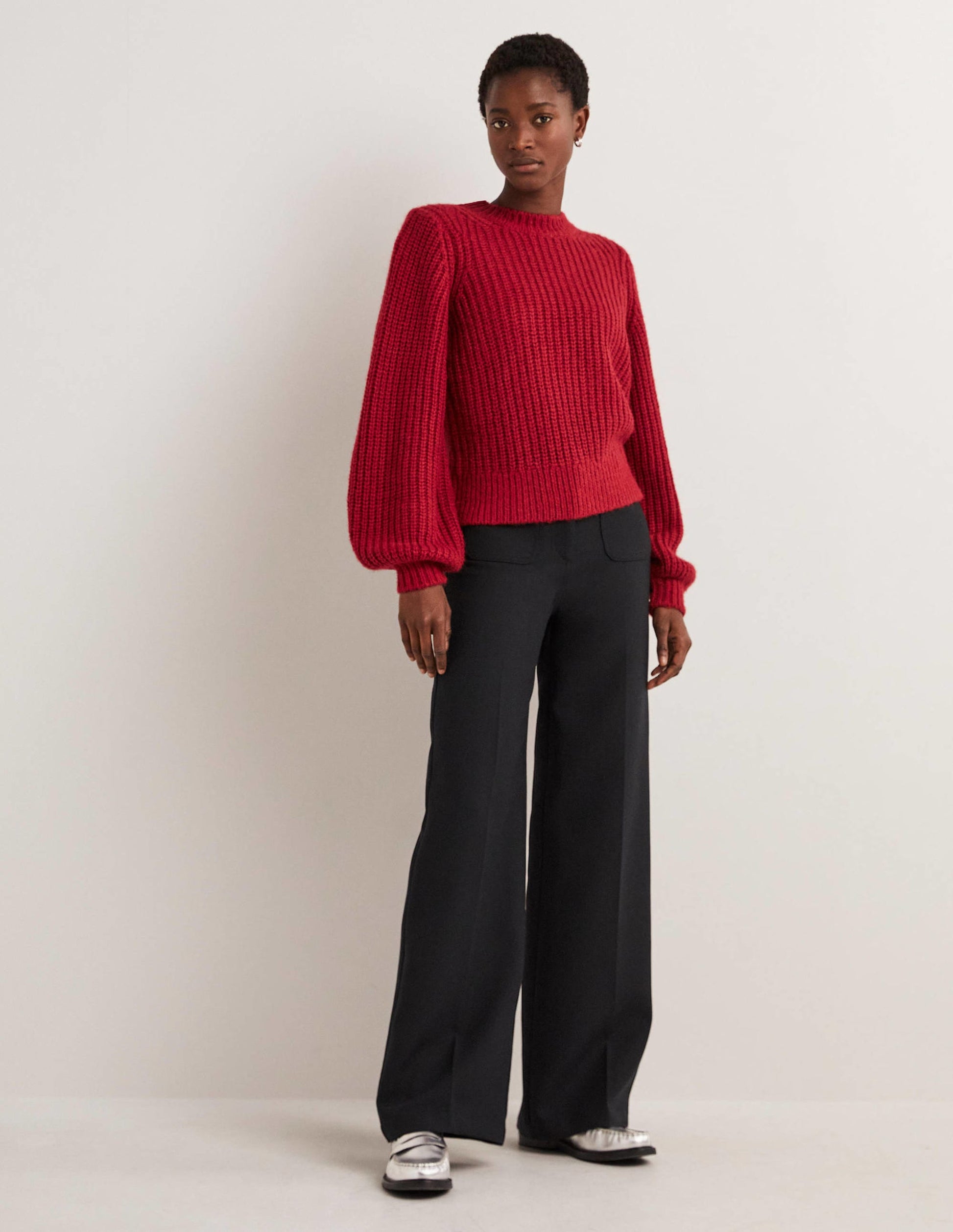 Chunky Ribbed Sweater-Ruby Red-5