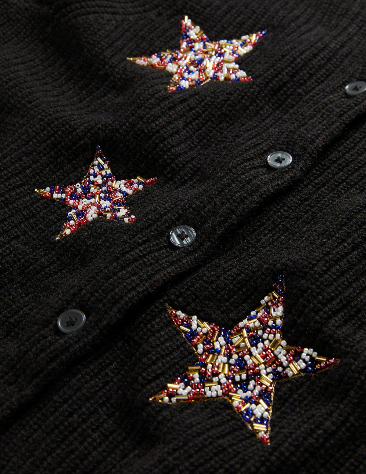 Black Star-Embellished Ribbed Cardigan-Black, Embellished Stars - Image 7