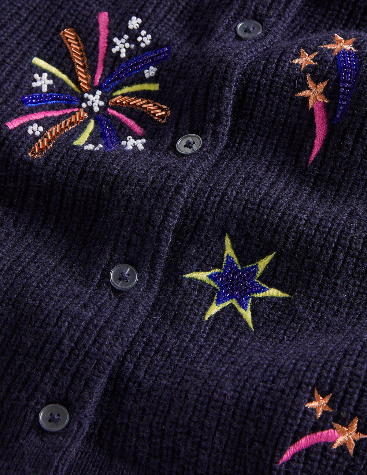 Navy Fireworks-Embellished Ribbed Cardigan-Navy, Embellished Fireworks - Image 6