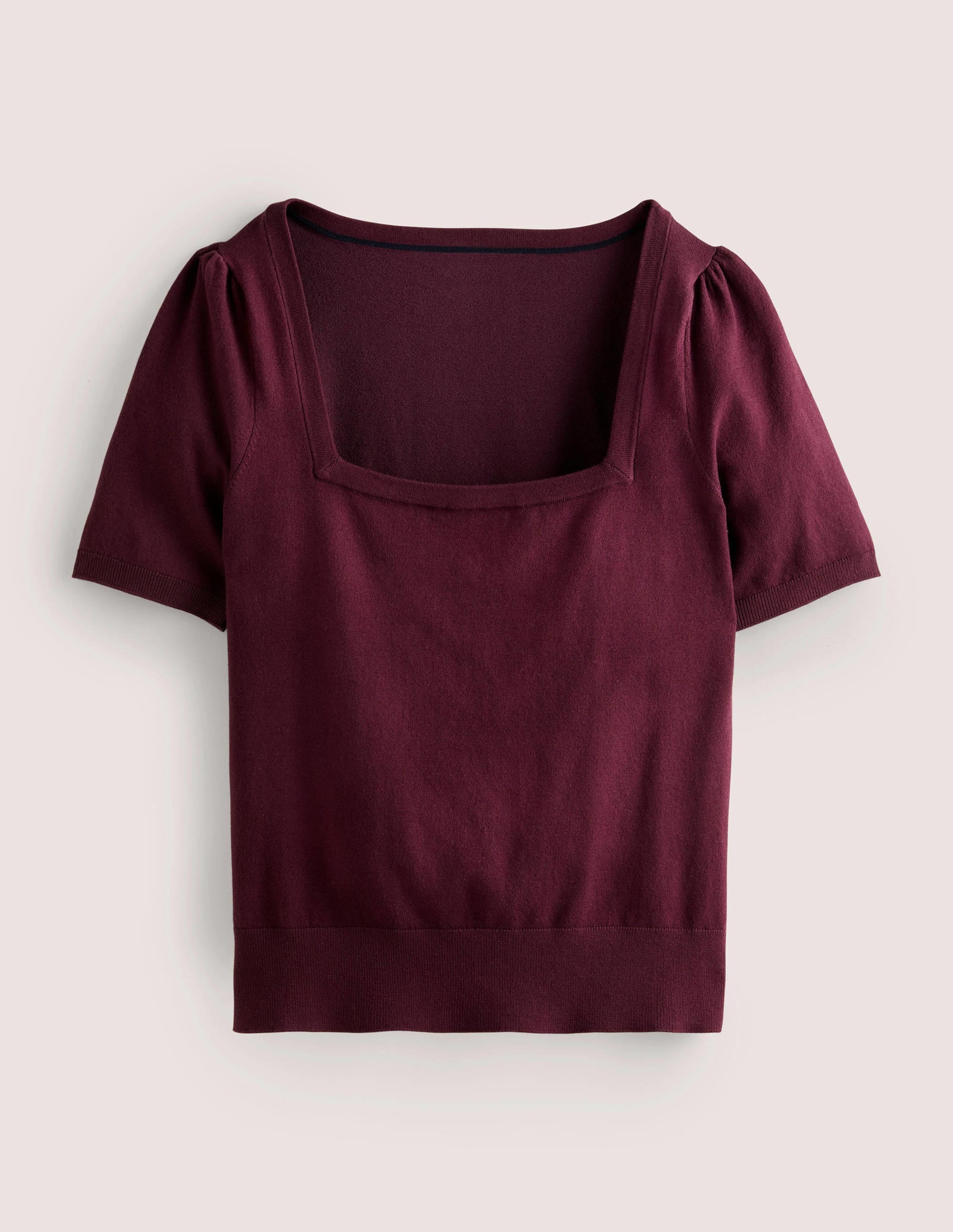 Cotton Square Neck Knitted Top-Berry - Image 6