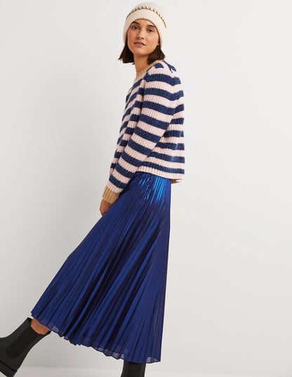 Navy Sparkle Stripe Ribbed Sweater-Navy, Pink Tinsel Stripe-4