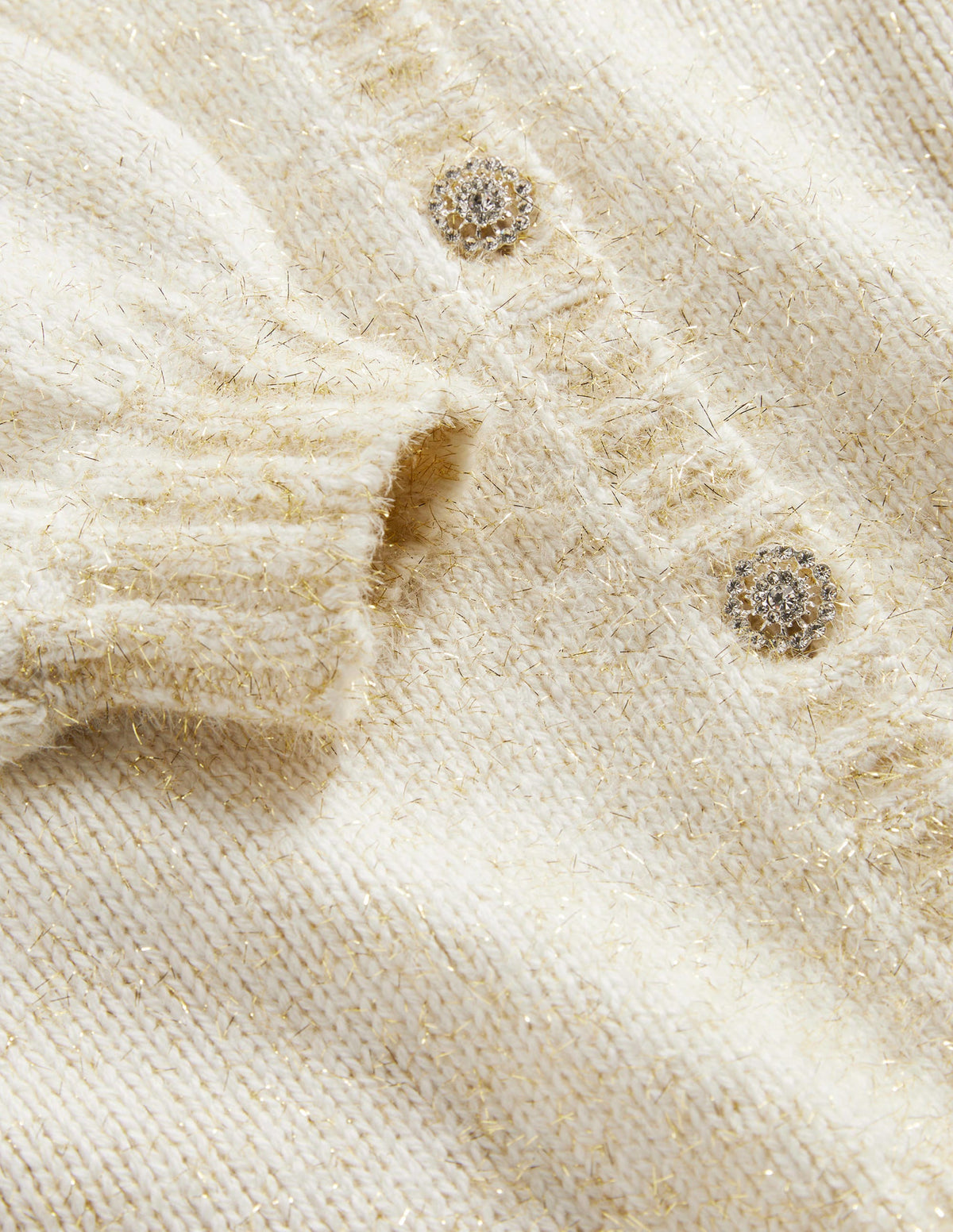 Metallic Fluffy Cardigan-Ivory, Gold-5