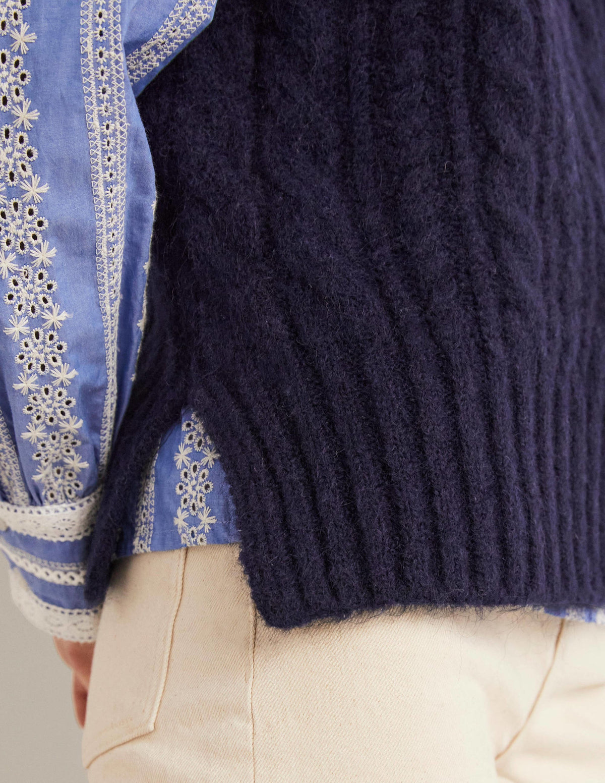 Relaxed Cable Sweater Vest-Navy - Image 2