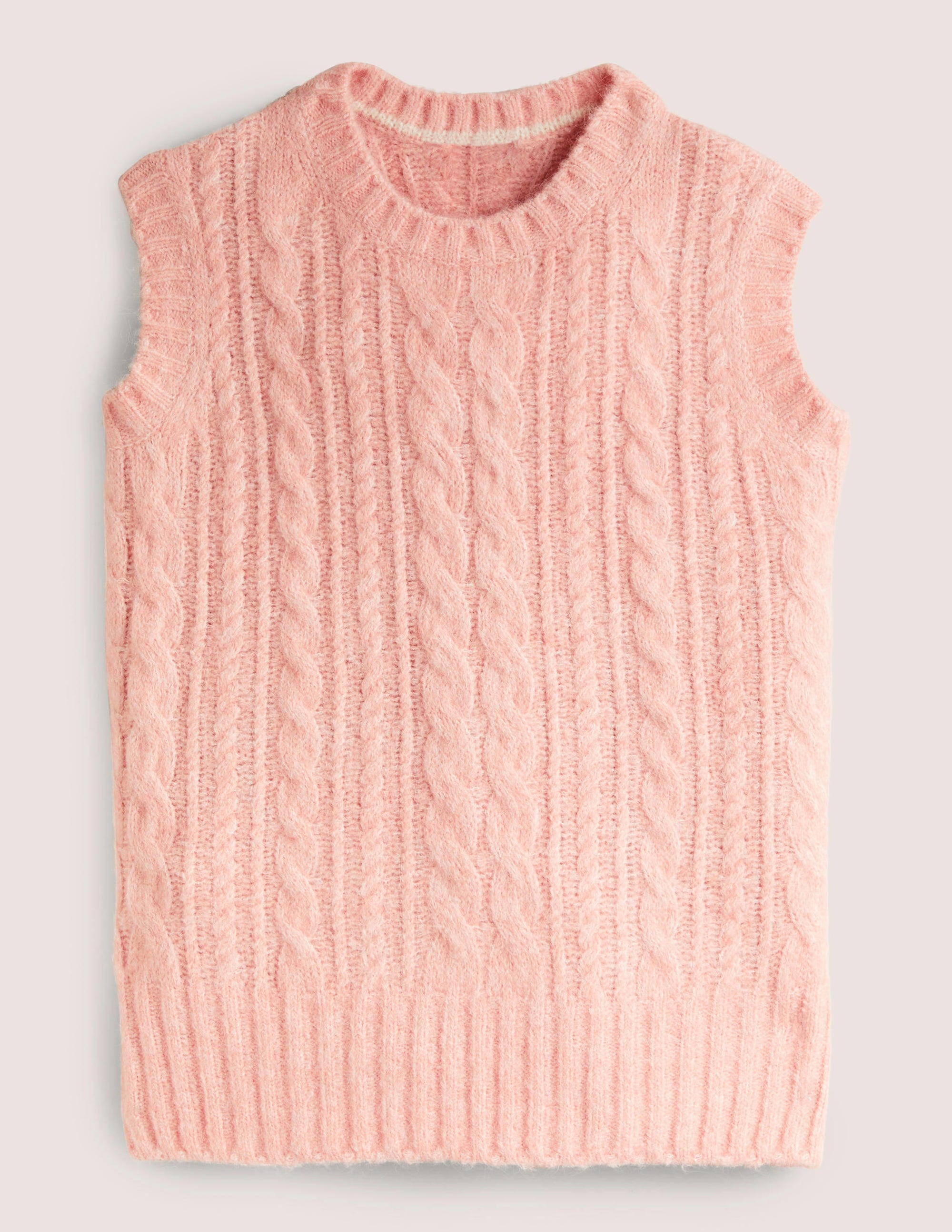 Relaxed Cable Sweater Vest-Pink Frosting - Image 5