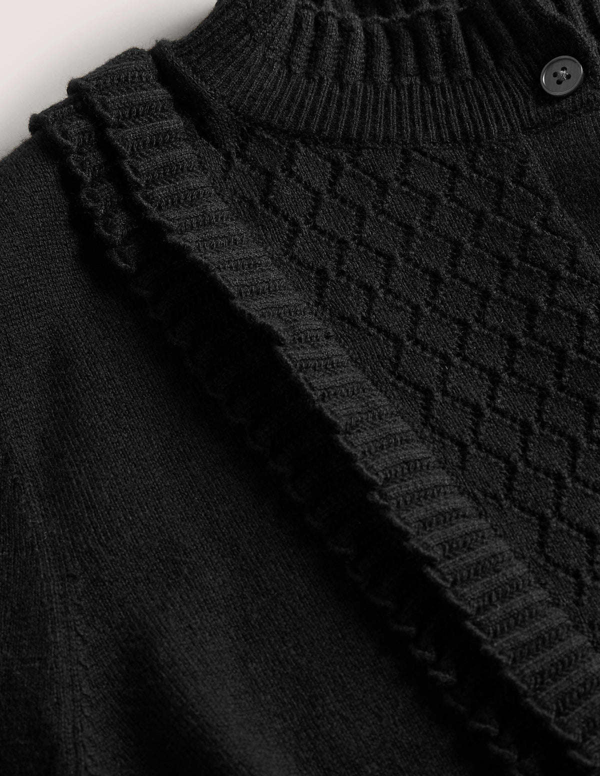 Pointelle Frill Cardigan-Black-9