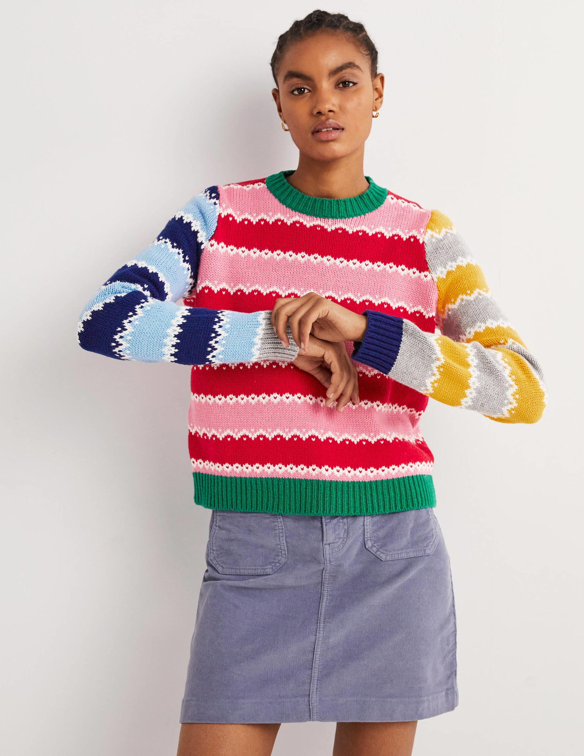 Chunky Christmas Sweater-Multi Stripe Hotchpotch - Image 1
