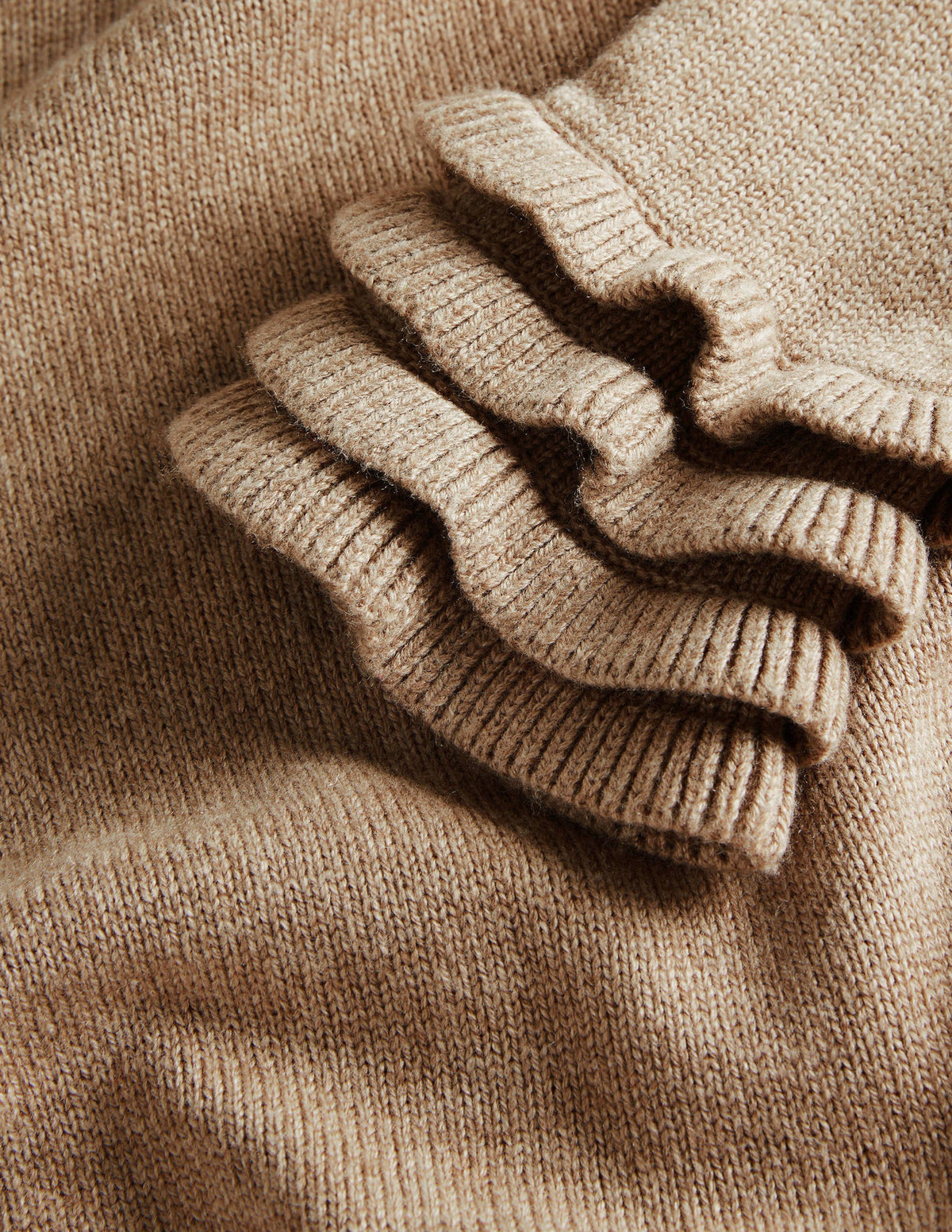 Layered Frill Sweater-Dark Mink Melange-6