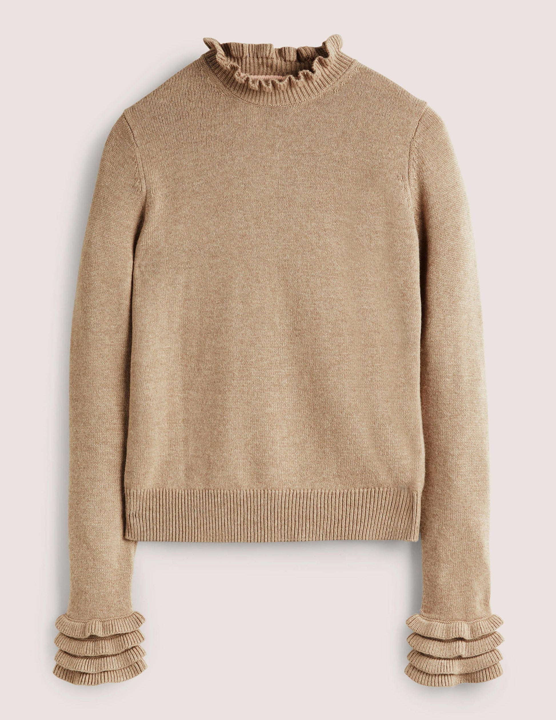 Layered Frill Sweater-Dark Mink Melange-5