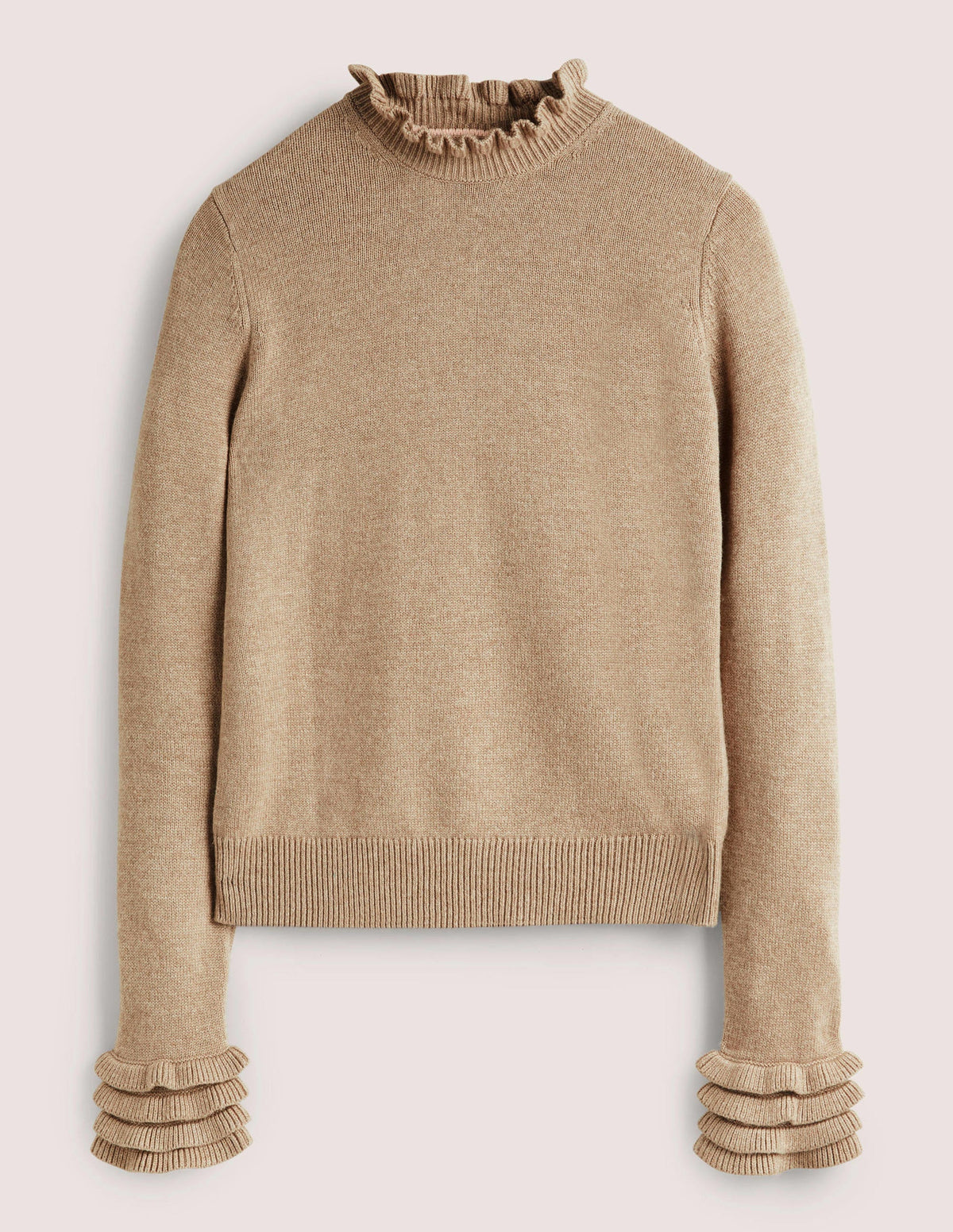 Layered Frill Sweater-Dark Mink Melange - Image 5