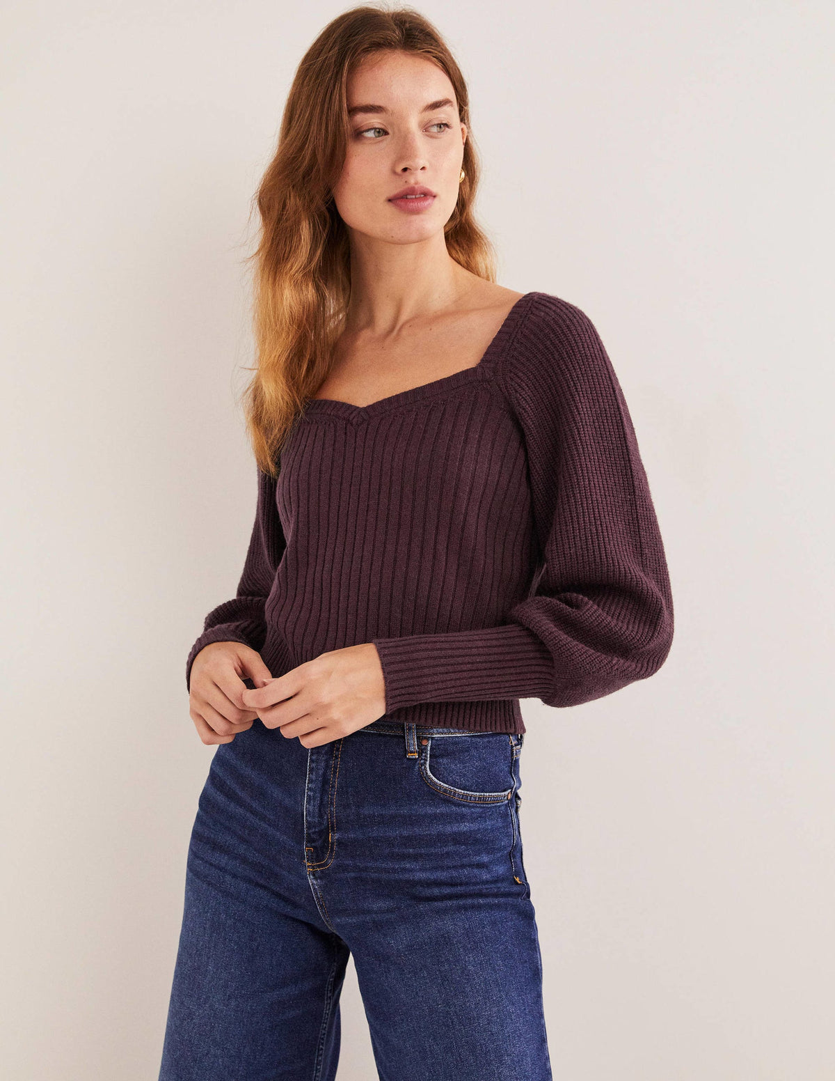 Sweetheart Blouson Sweater-Fig Purple - Image 1