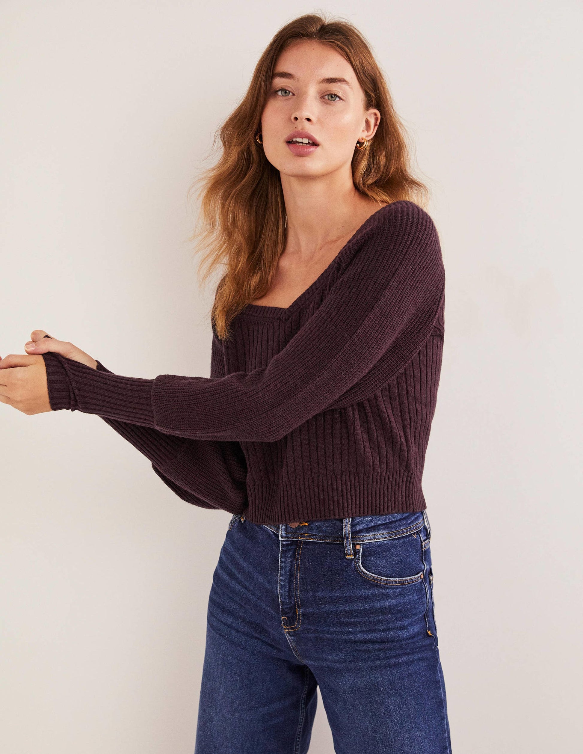 Sweetheart Blouson Sweater-Fig Purple-4