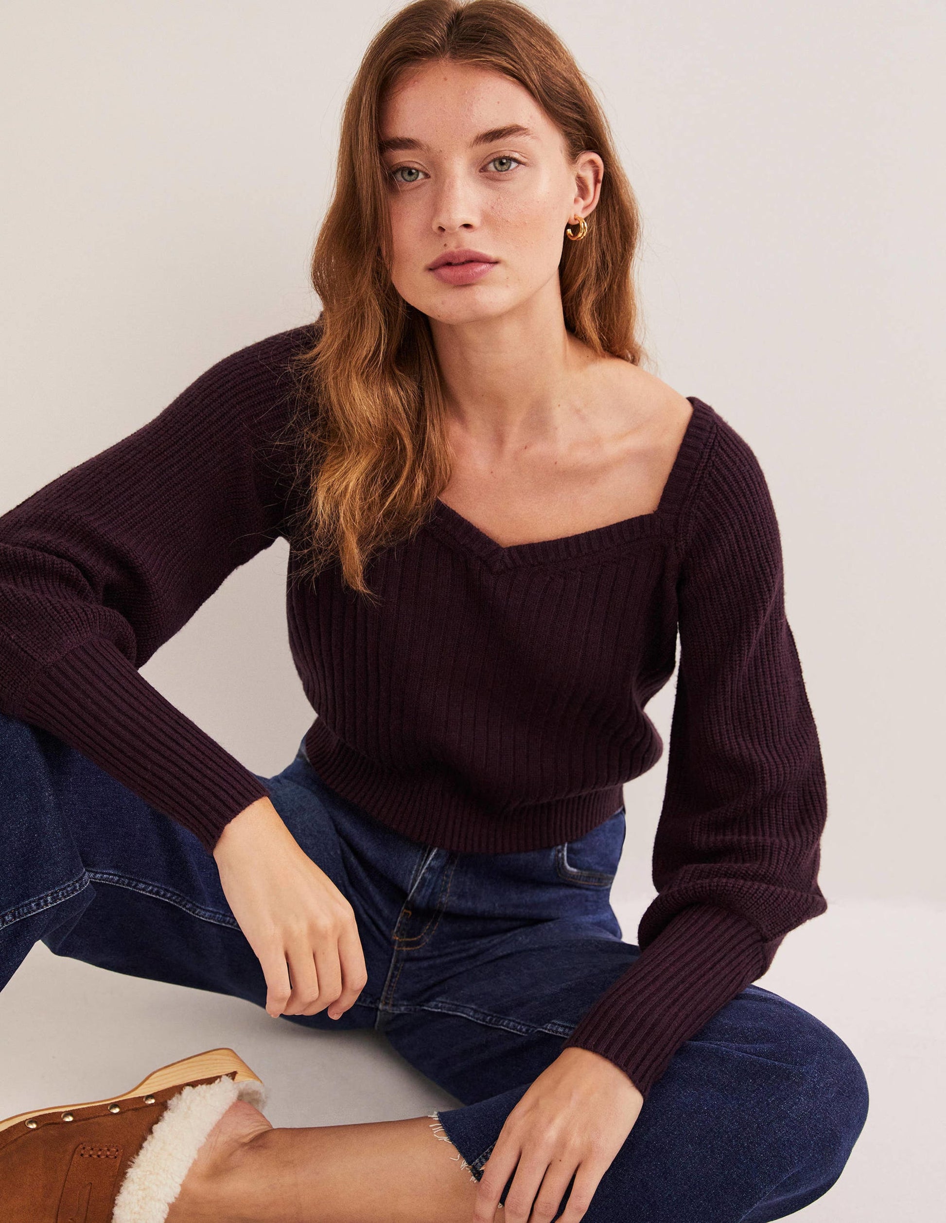 Sweetheart Blouson Sweater-Fig Purple-5