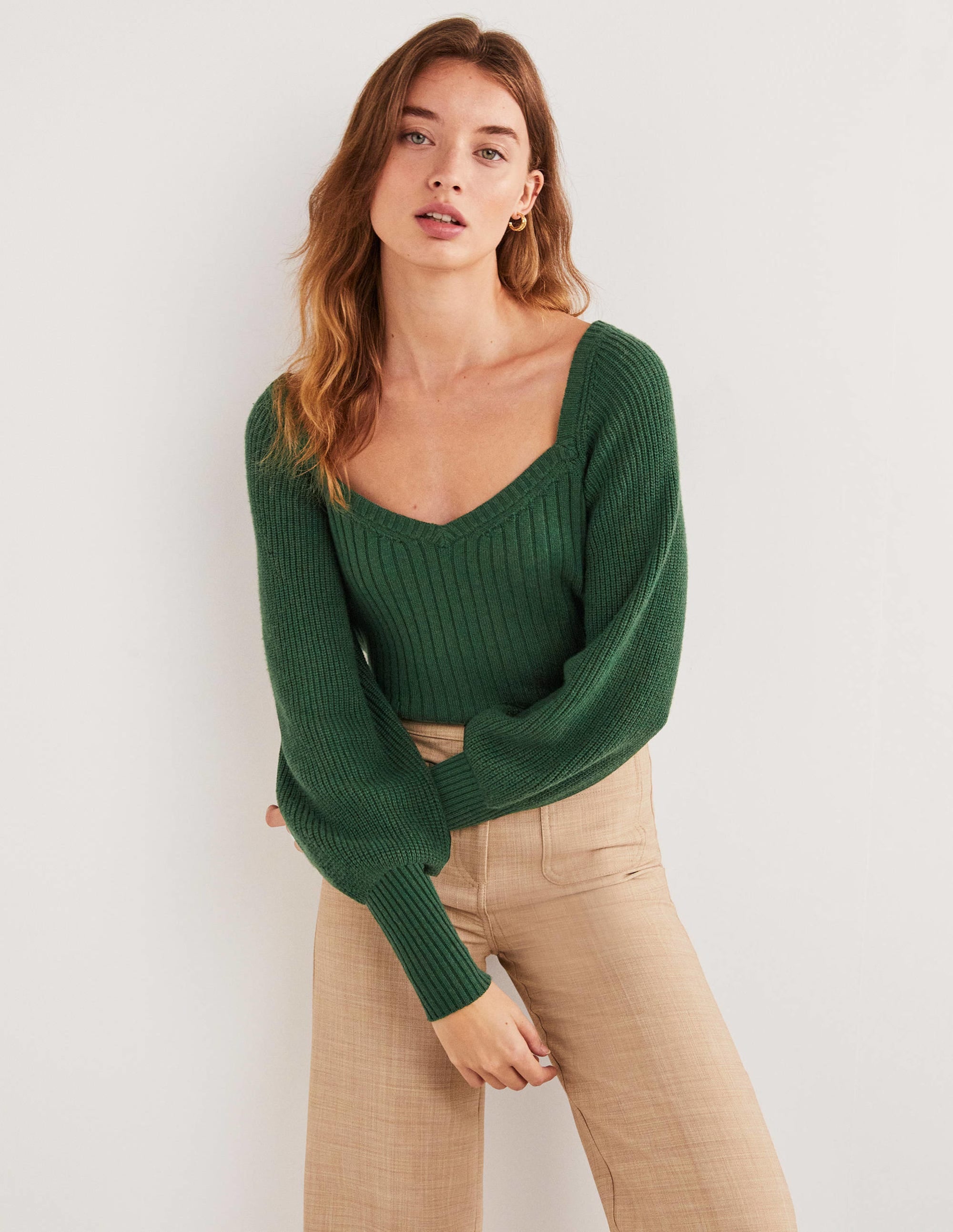 Sweetheart Blouson Sweater-Hunter Green - Image 1