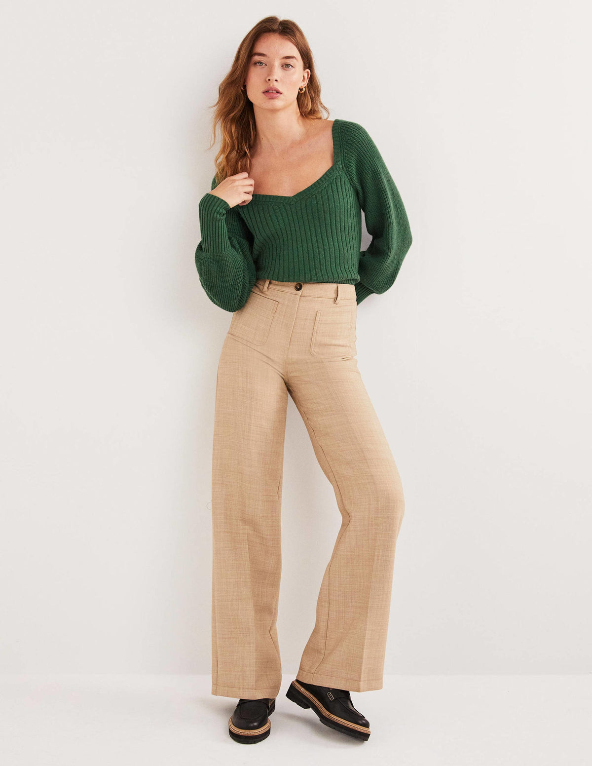 Sweetheart Blouson Sweater-Hunter Green - Image 4