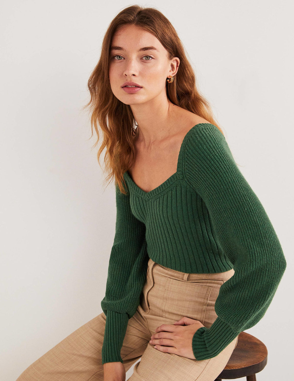 Sweetheart Blouson Sweater-Hunter Green - Image 5