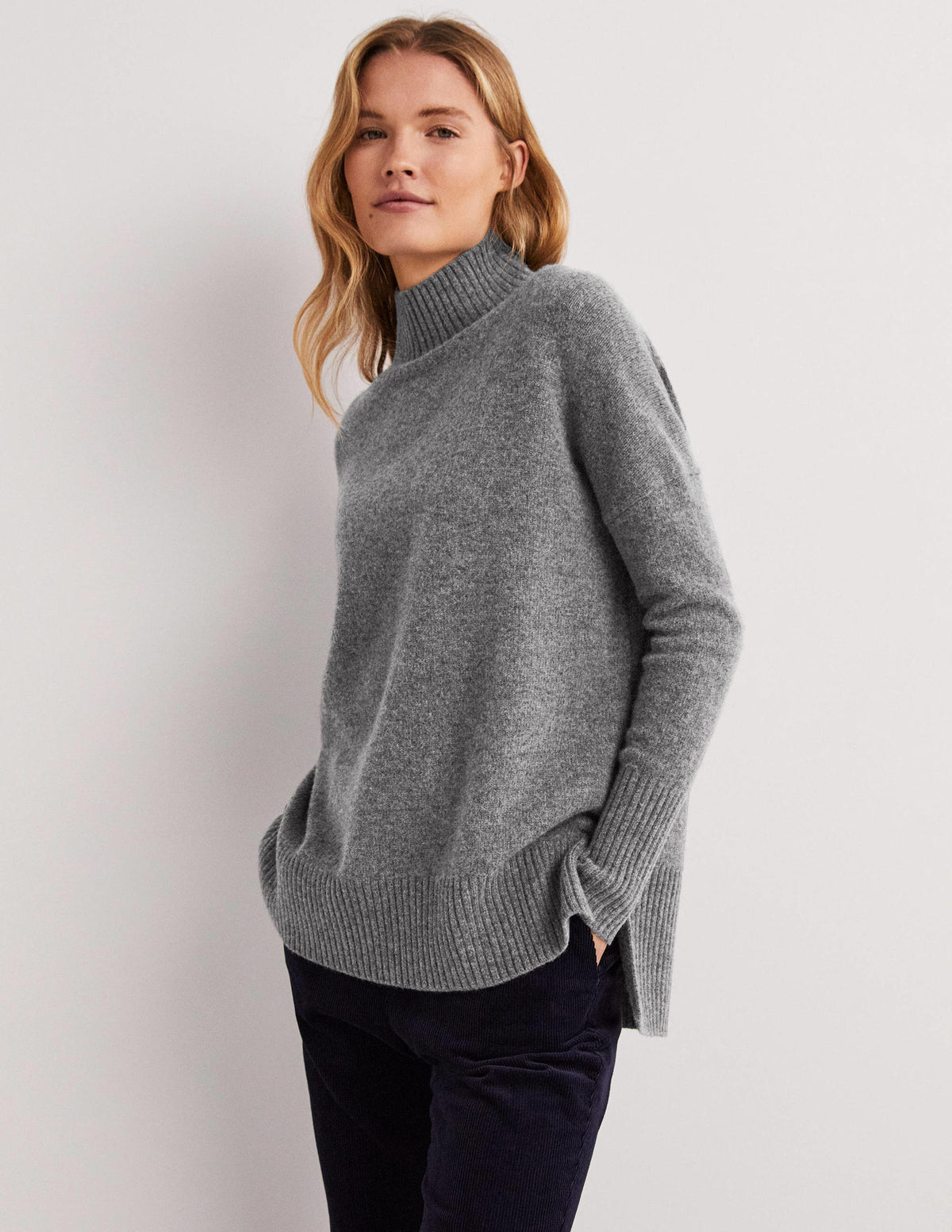 Jessica Oversized Sweater-Light Charcoal Melange-1