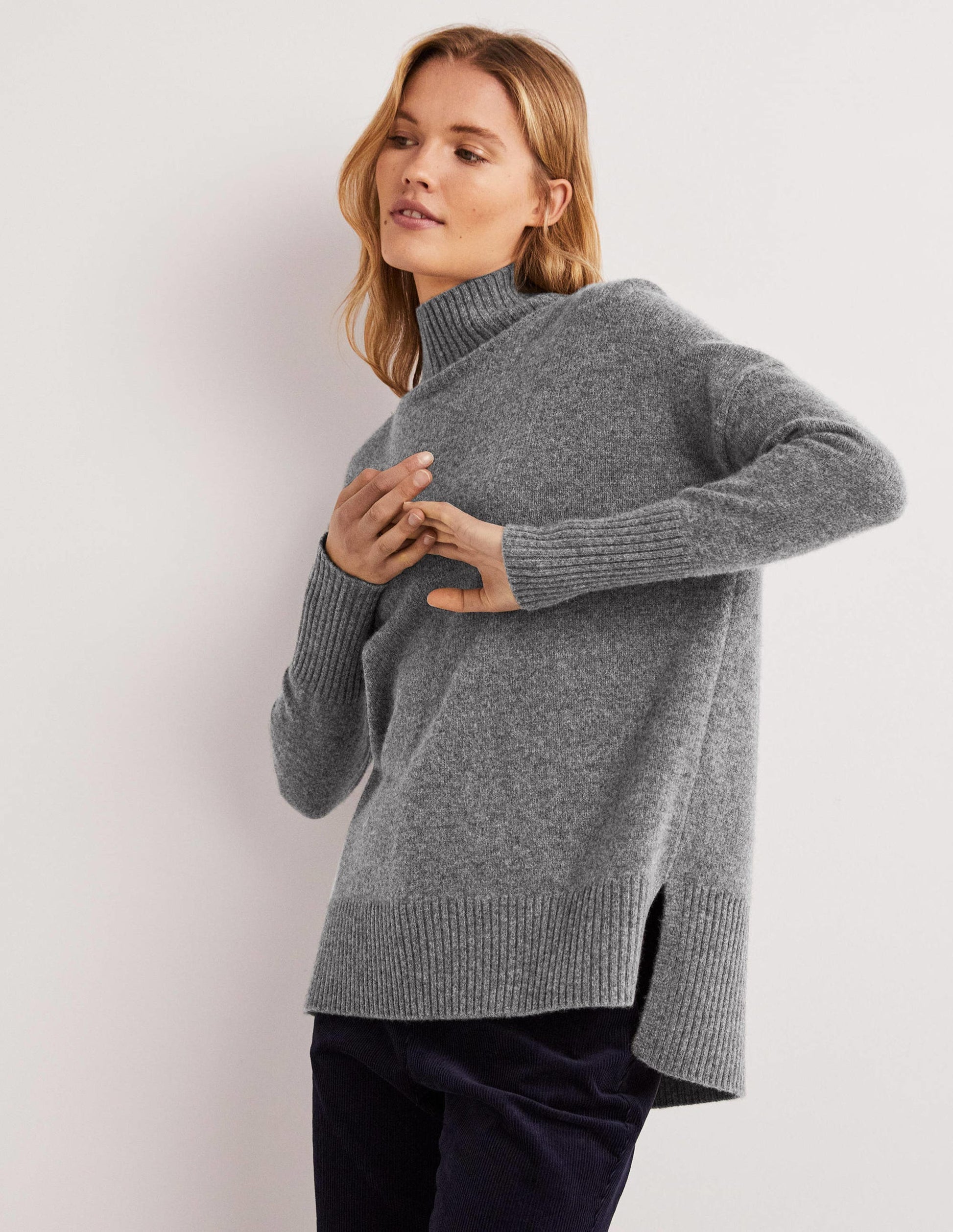 Jessica Oversized Sweater-Light Charcoal Melange-5