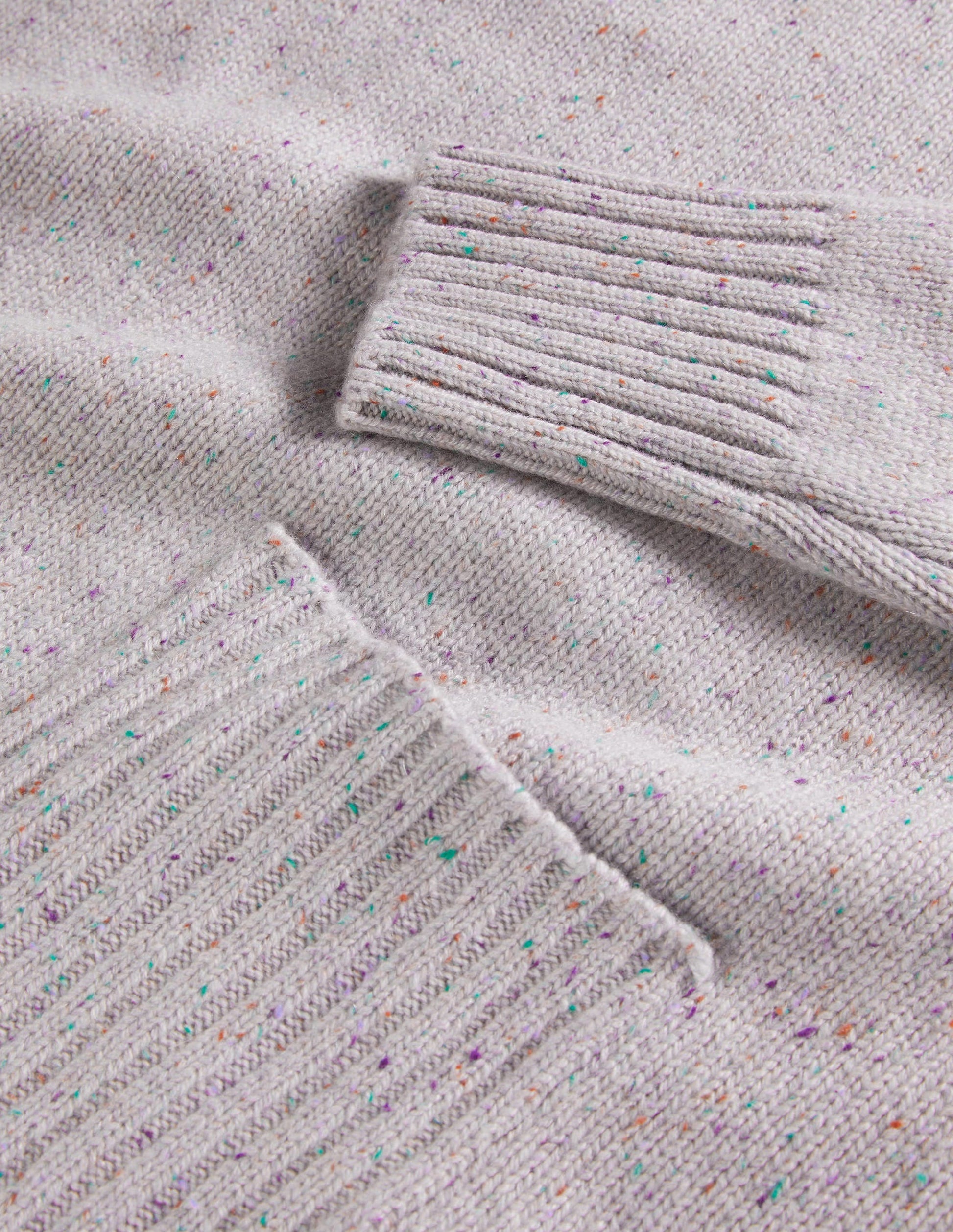 Cashmere High Neck Sweater-Ivory, Multi Nep-6