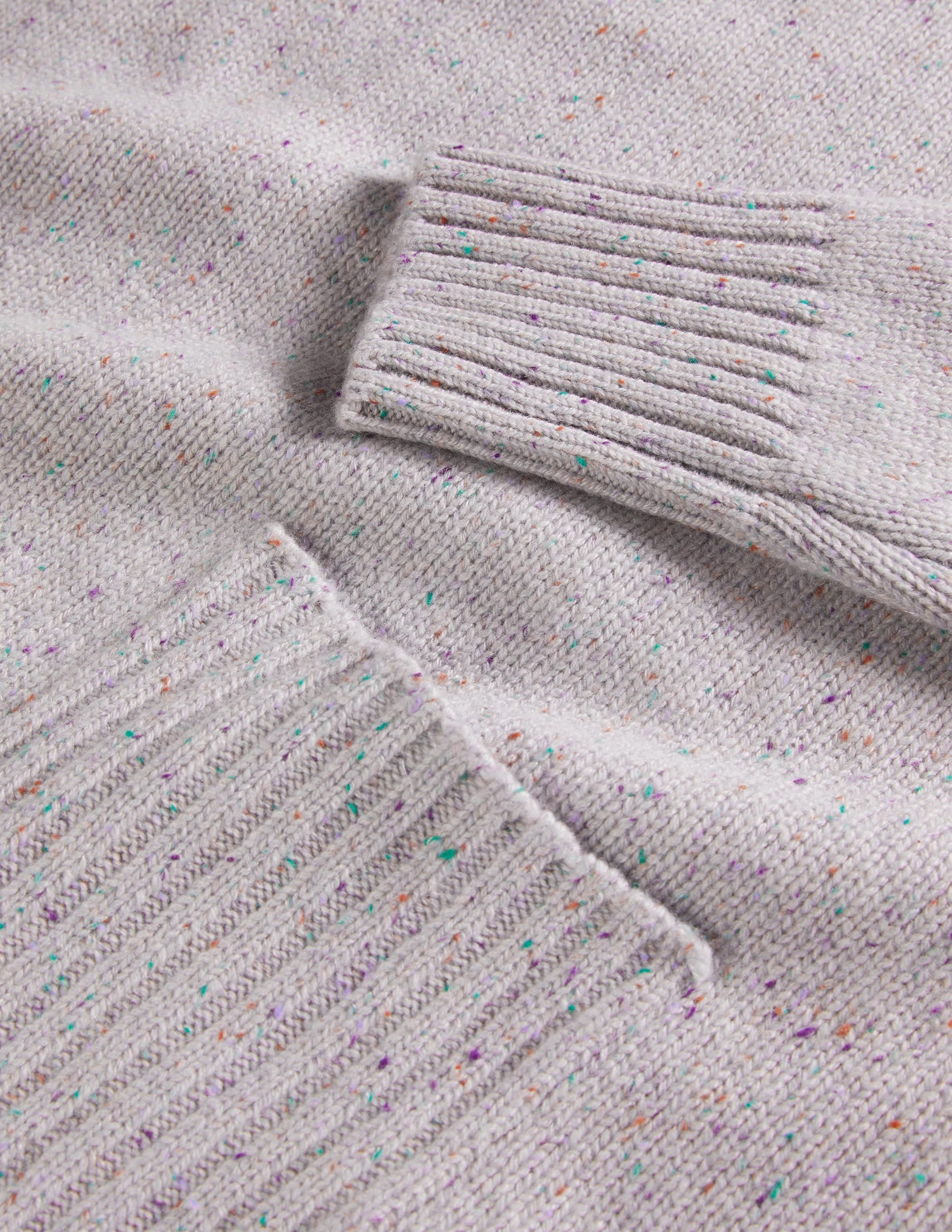 Cashmere High Neck Sweater-Ivory, Multi Nep - Image 6