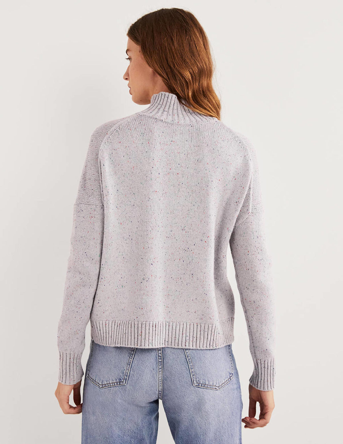Cashmere High Neck Sweater-Ivory, Multi Nep - Image 3